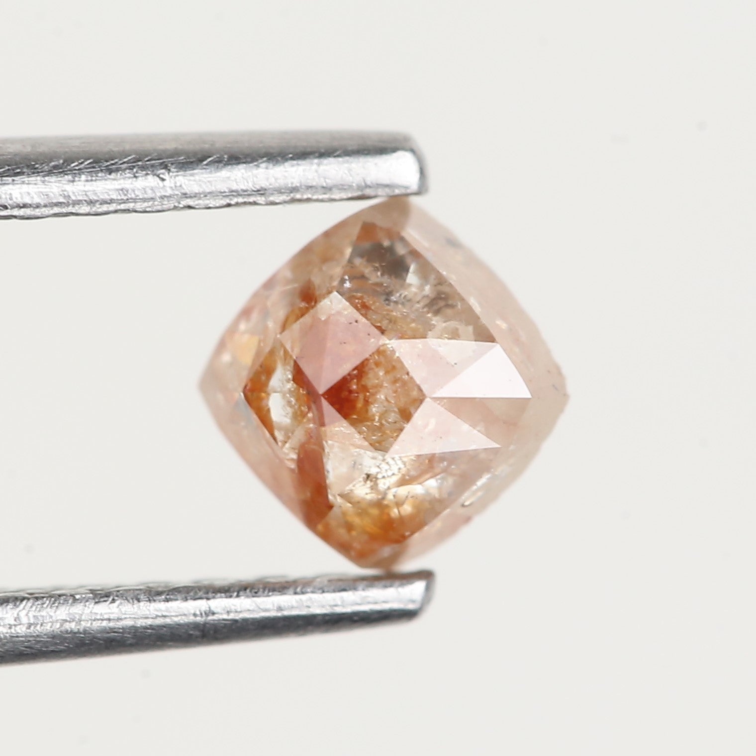 1.34 Ct Cushion Rose Cut Orange Salt and Pepper Diamond 6.4 MM