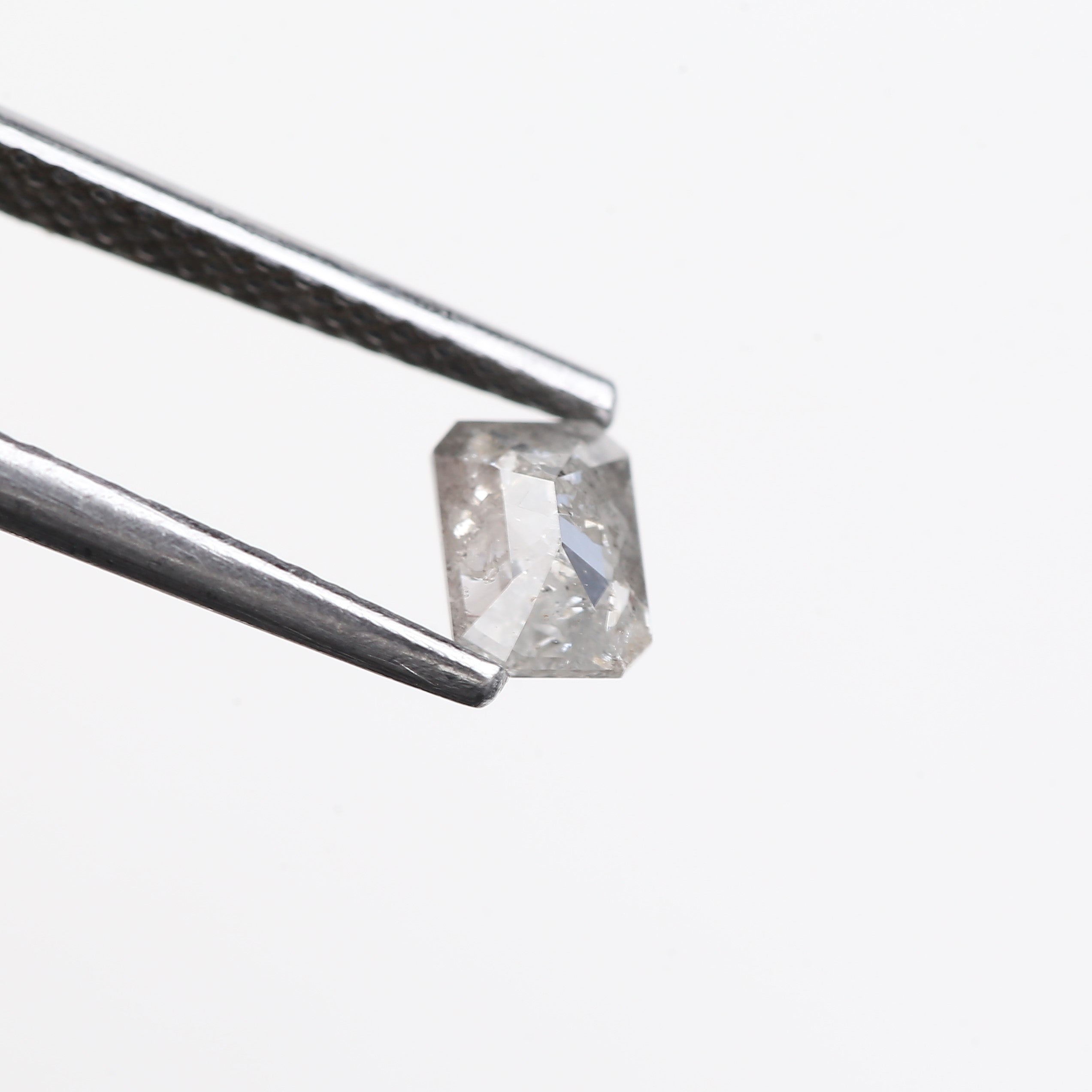 0.40 Carat Natural Salt And Pepper Diamond Icy Grey Emerald Diamond 5.24 MM