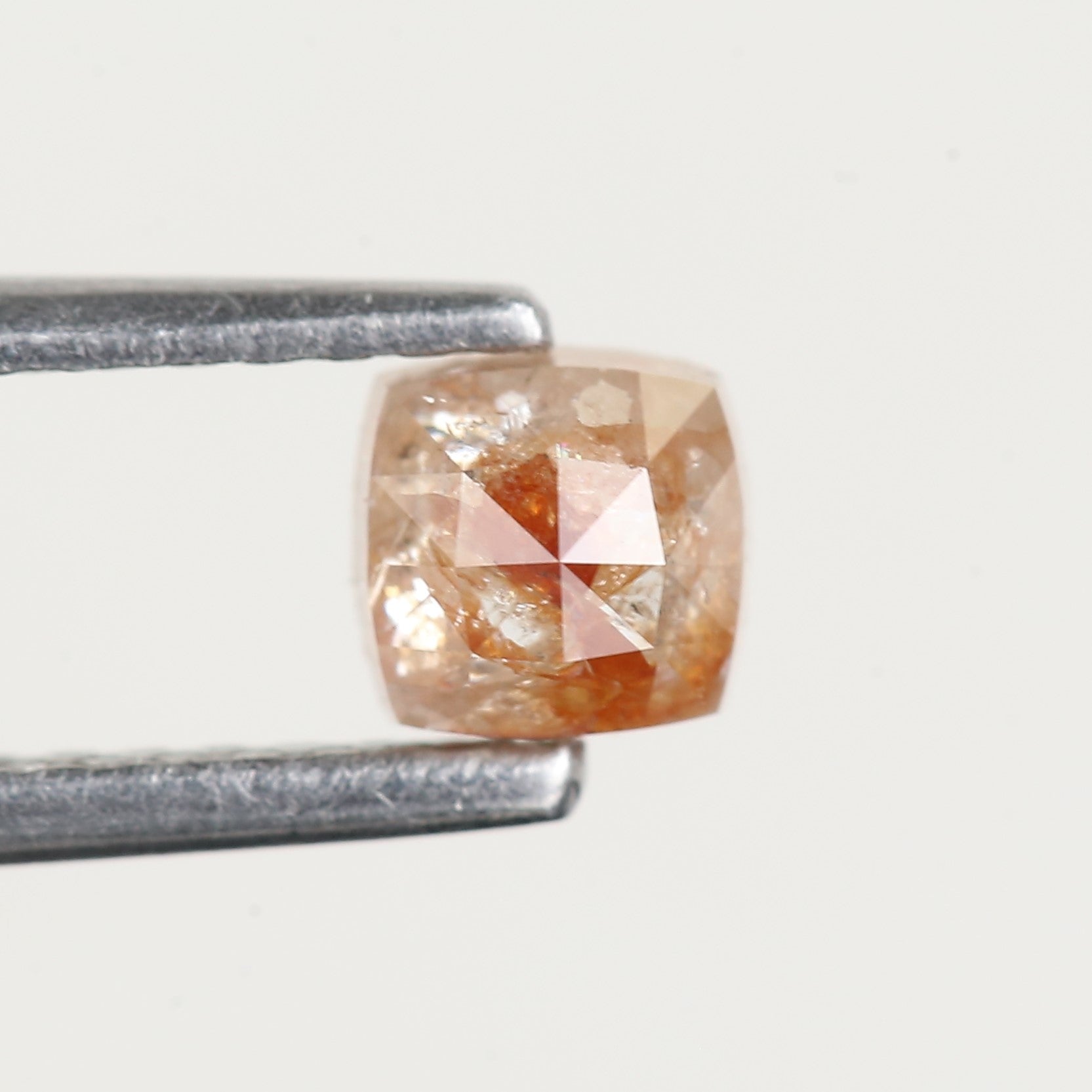 1.34 Ct Cushion Rose Cut Orange Salt and Pepper Diamond 6.4 MM