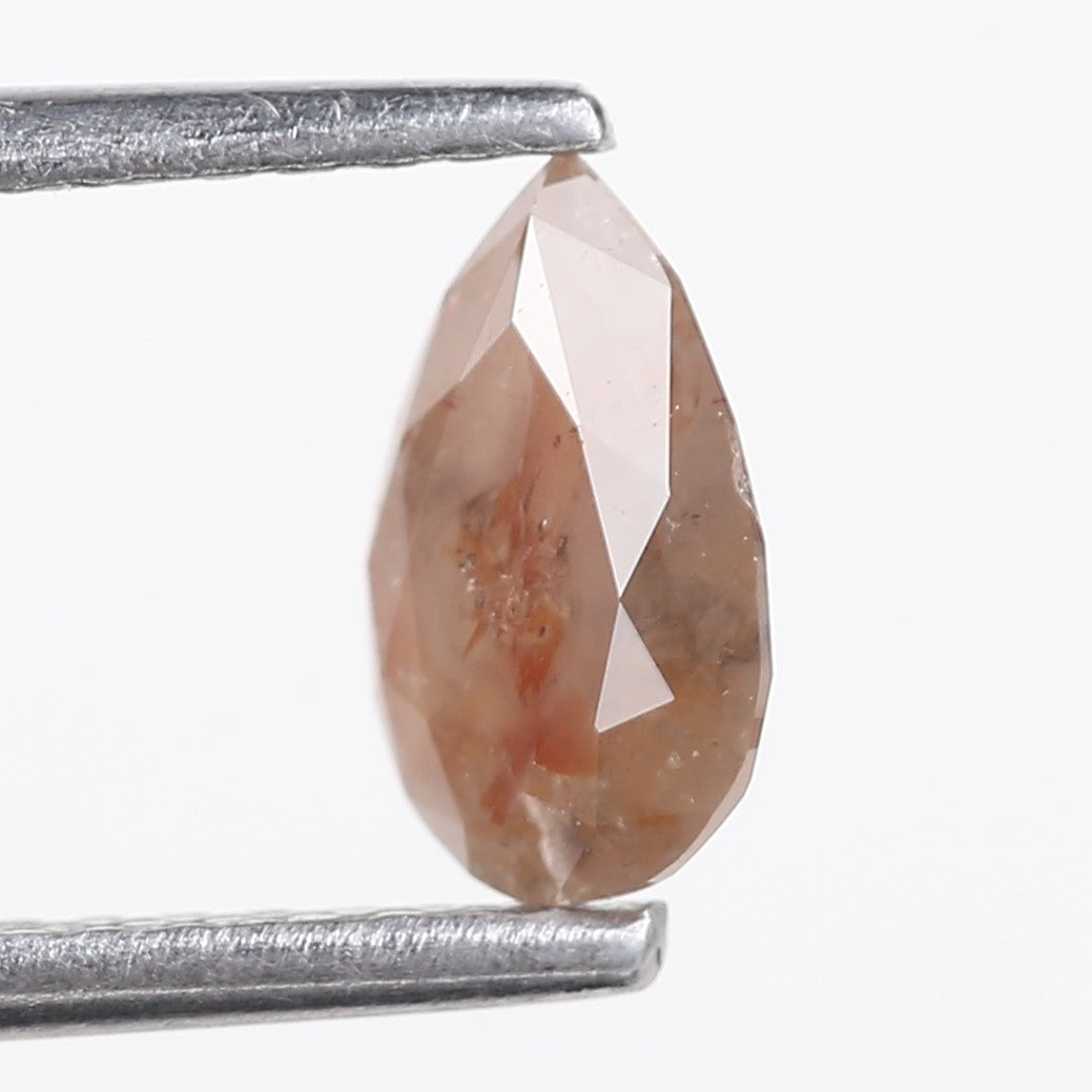 0.76 Carat Natural Orange Pear Salt and Pepper Diamond 7.16 MM