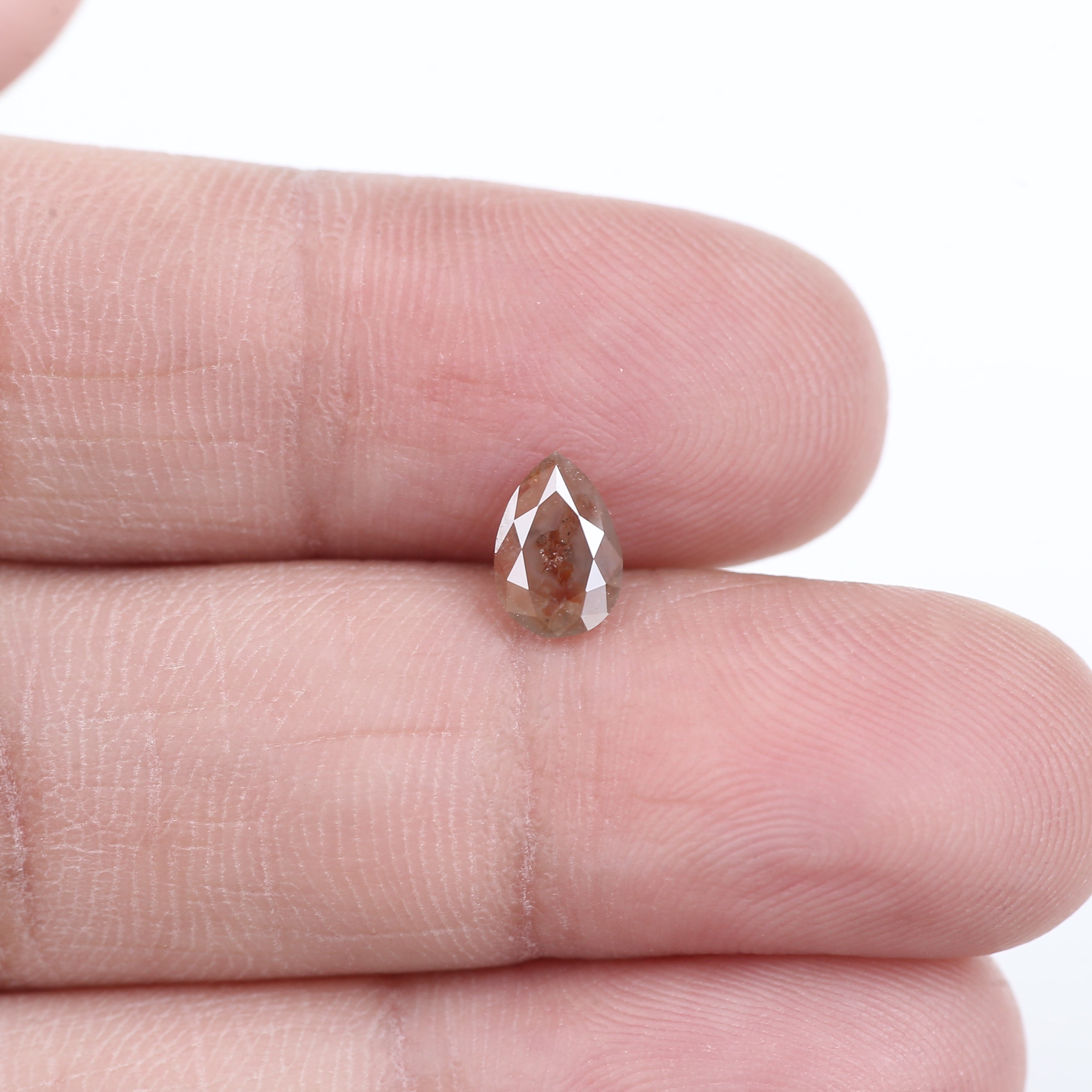 0.76 Carat Natural Orange Pear Salt and Pepper Diamond 7.16 MM