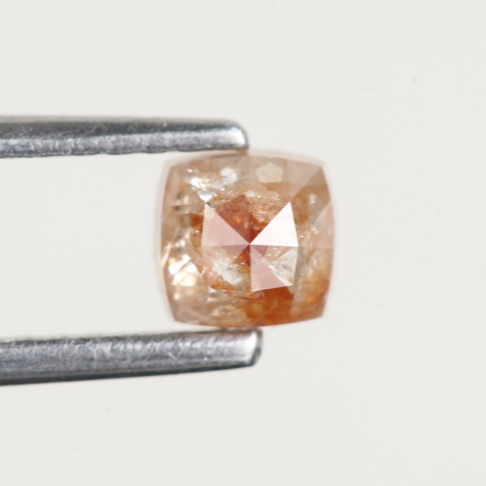 1.34 Ct Cushion Rose Cut Orange Salt and Pepper Diamond 6.4 MM