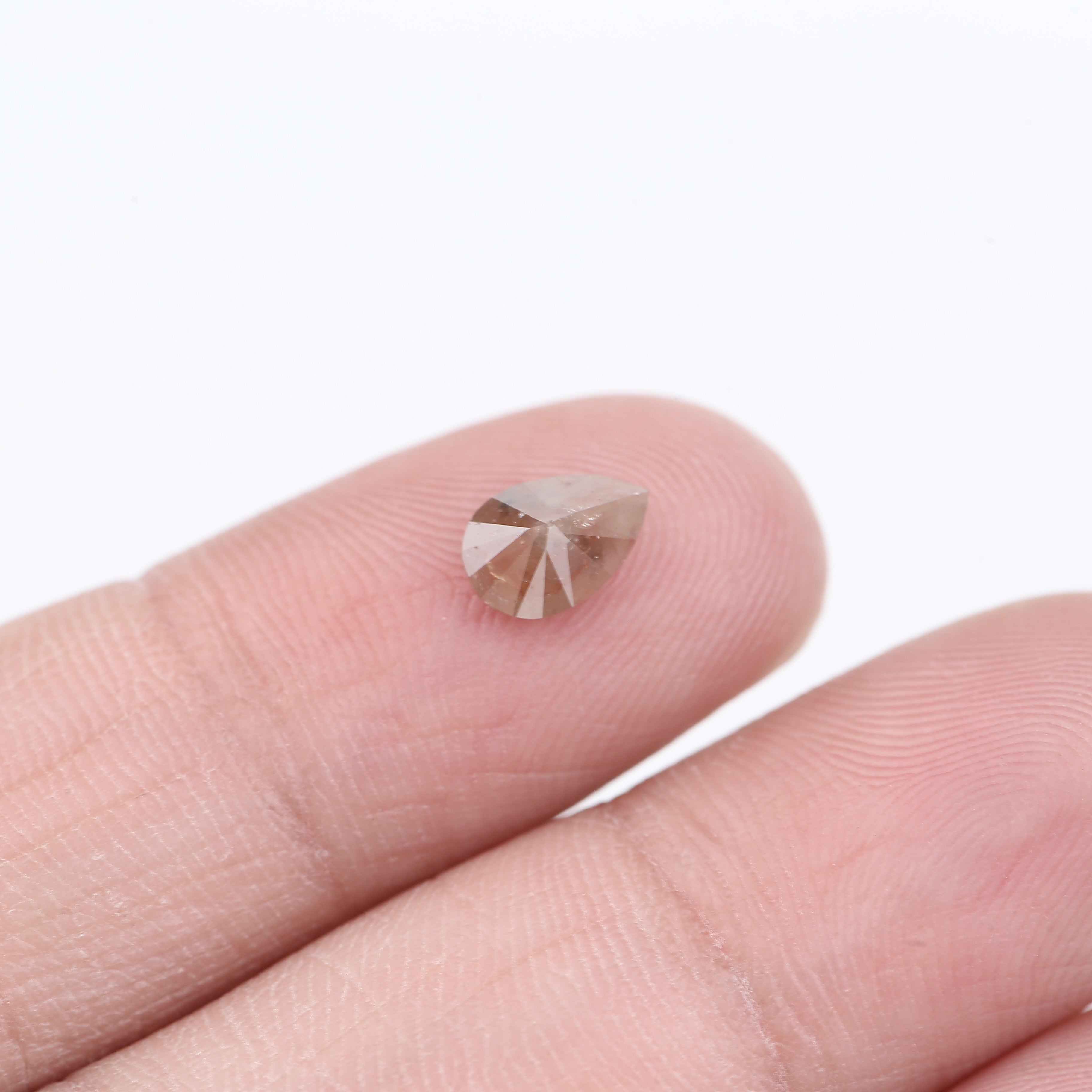 0.76 Carat Natural Orange Pear Salt and Pepper Diamond 7.16 MM