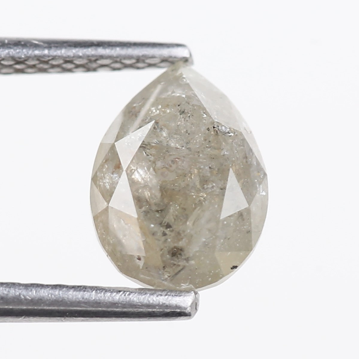 1.47 Carat Natural Gray Pear Salt and Pepper Diamond 8.04 MM