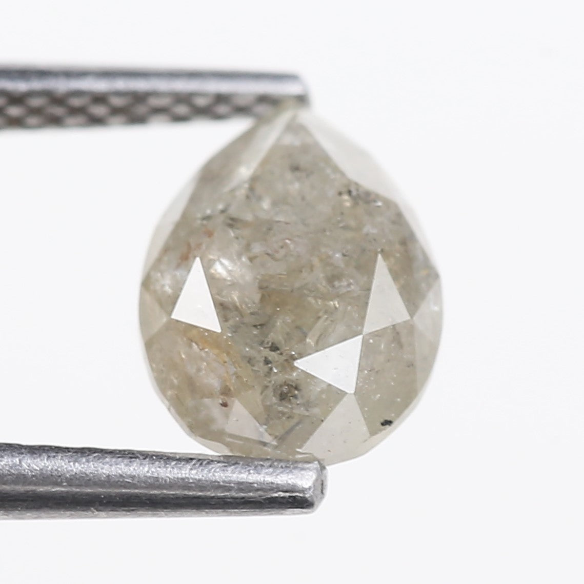 1.47 Carat Natural Gray Pear Salt and Pepper Diamond 8.04 MM