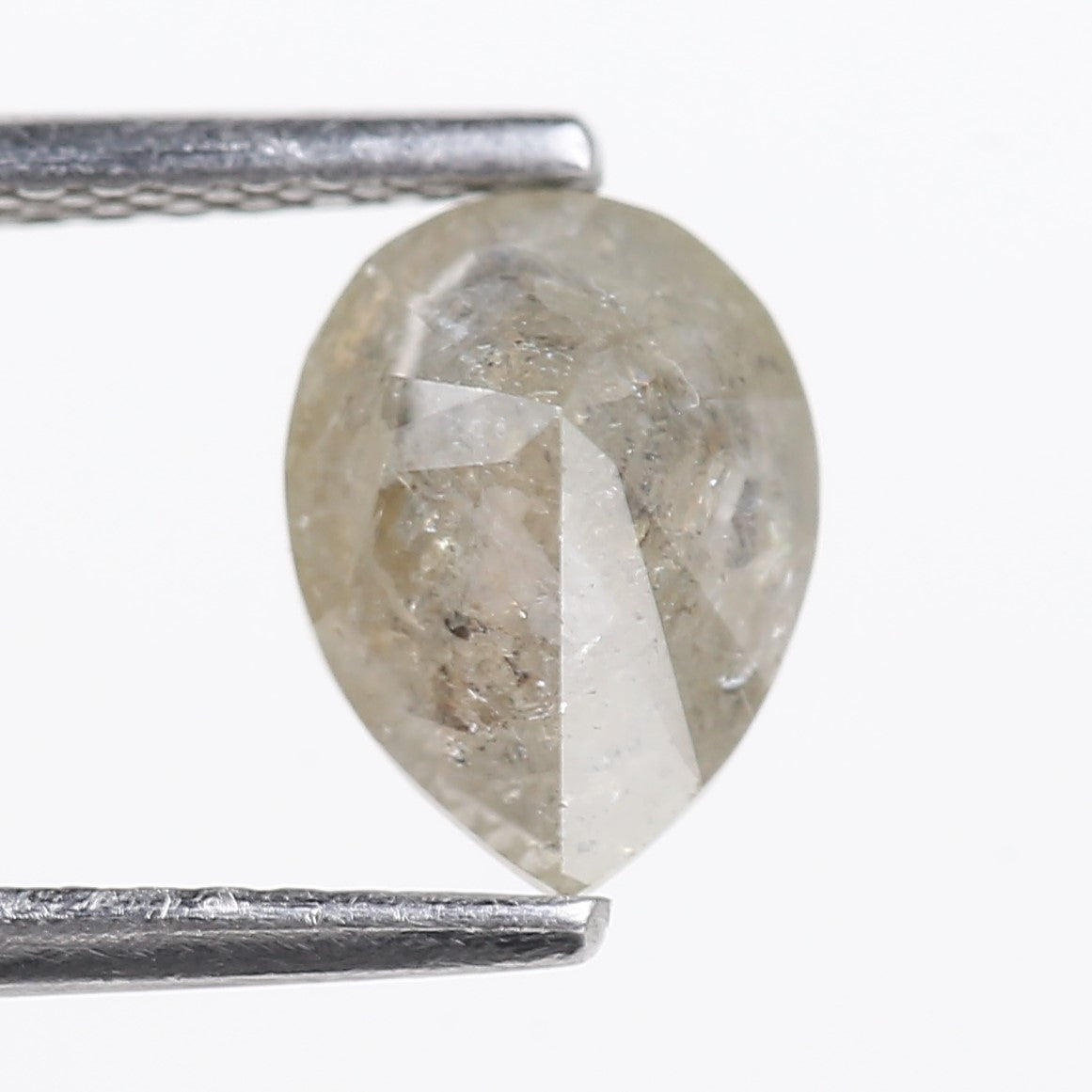 1.47 Carat Natural Gray Pear Salt and Pepper Diamond 8.04 MM