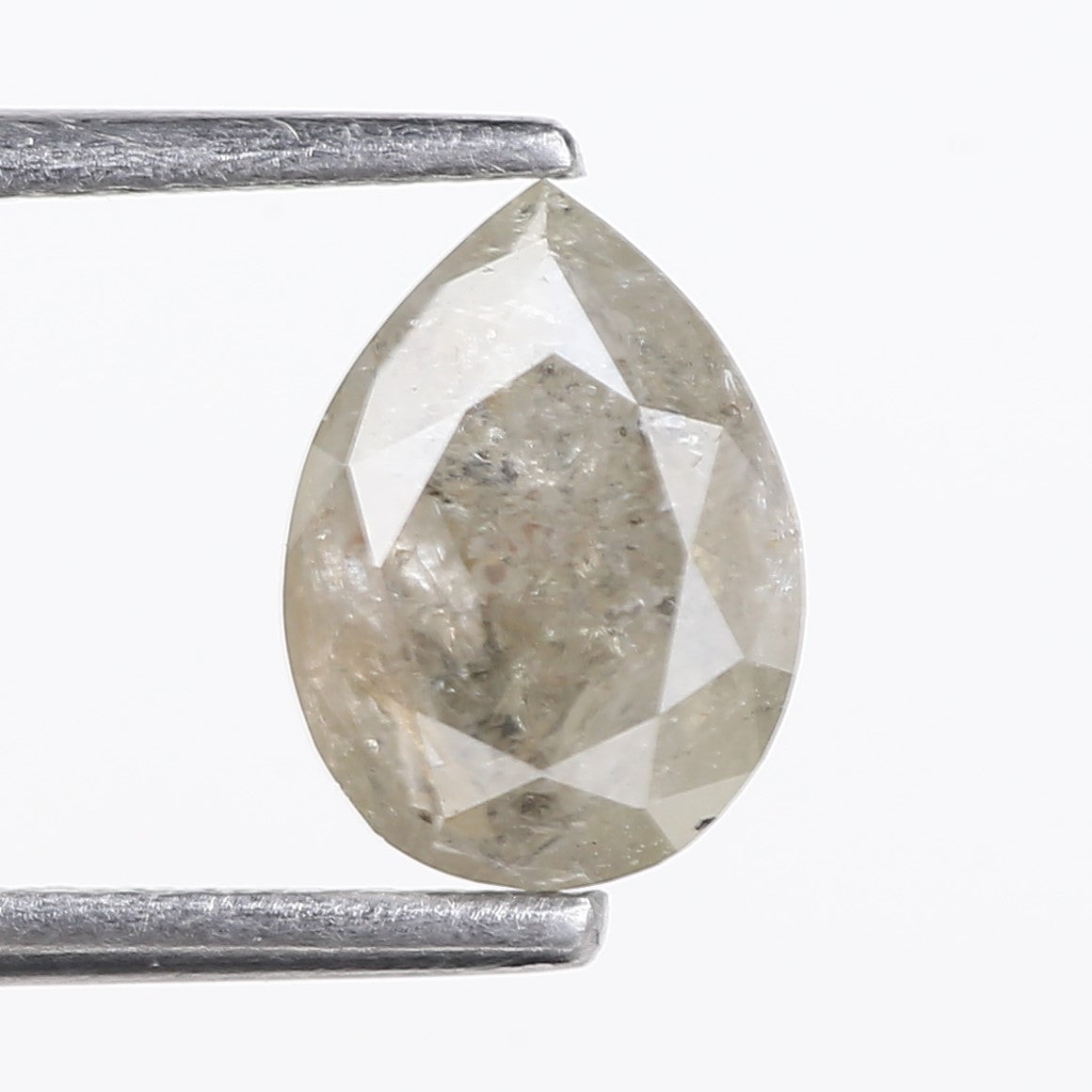 1.47 Carat Natural Gray Pear Salt and Pepper Diamond 8.04 MM