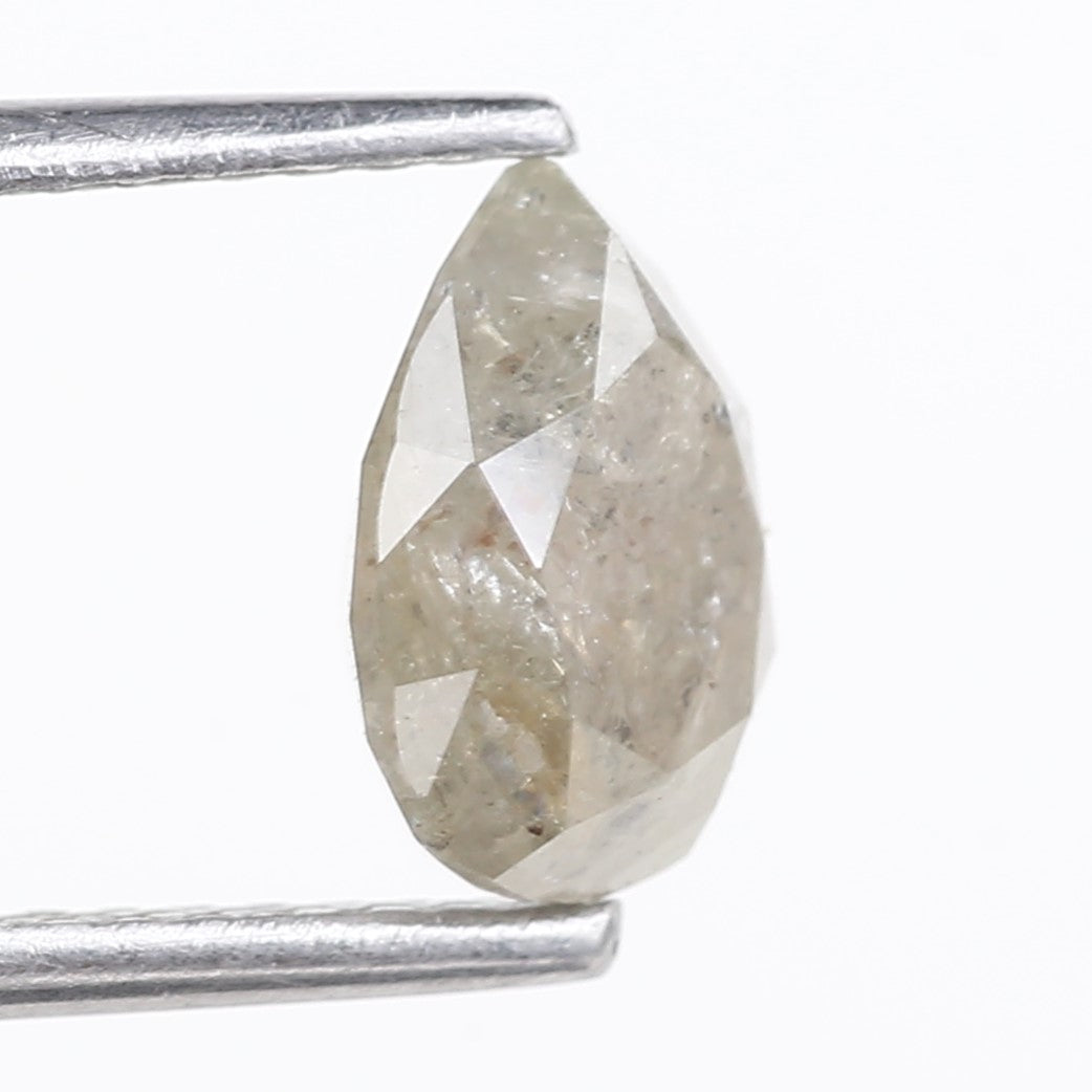 1.47 Carat Natural Gray Pear Salt and Pepper Diamond 8.04 MM