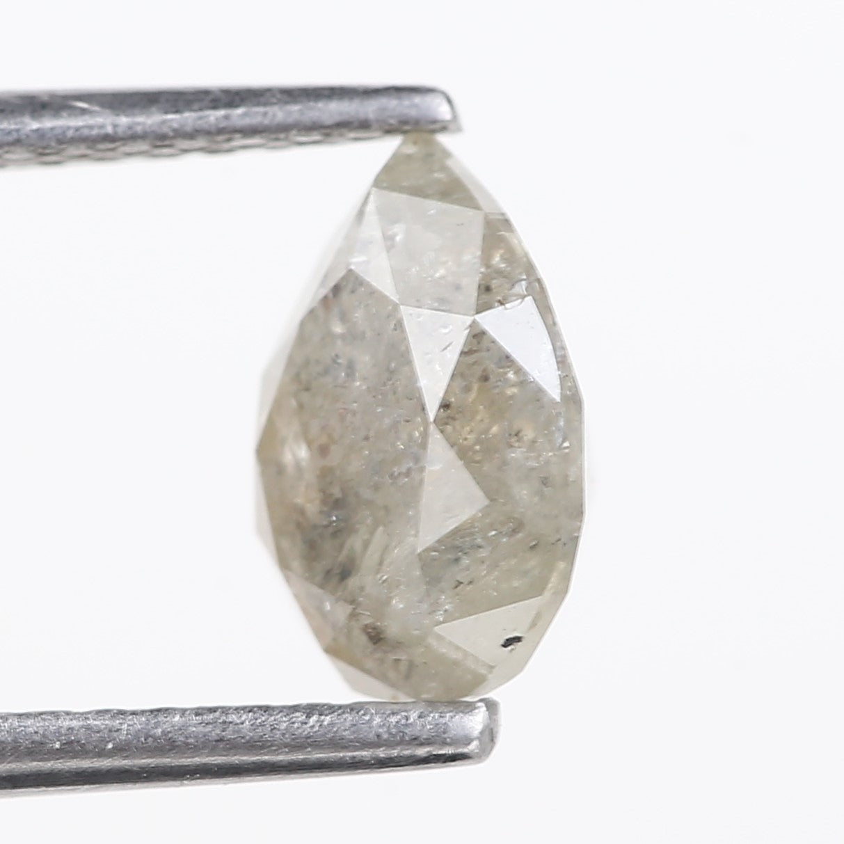 1.47 Carat Natural Gray Pear Salt and Pepper Diamond 8.04 MM