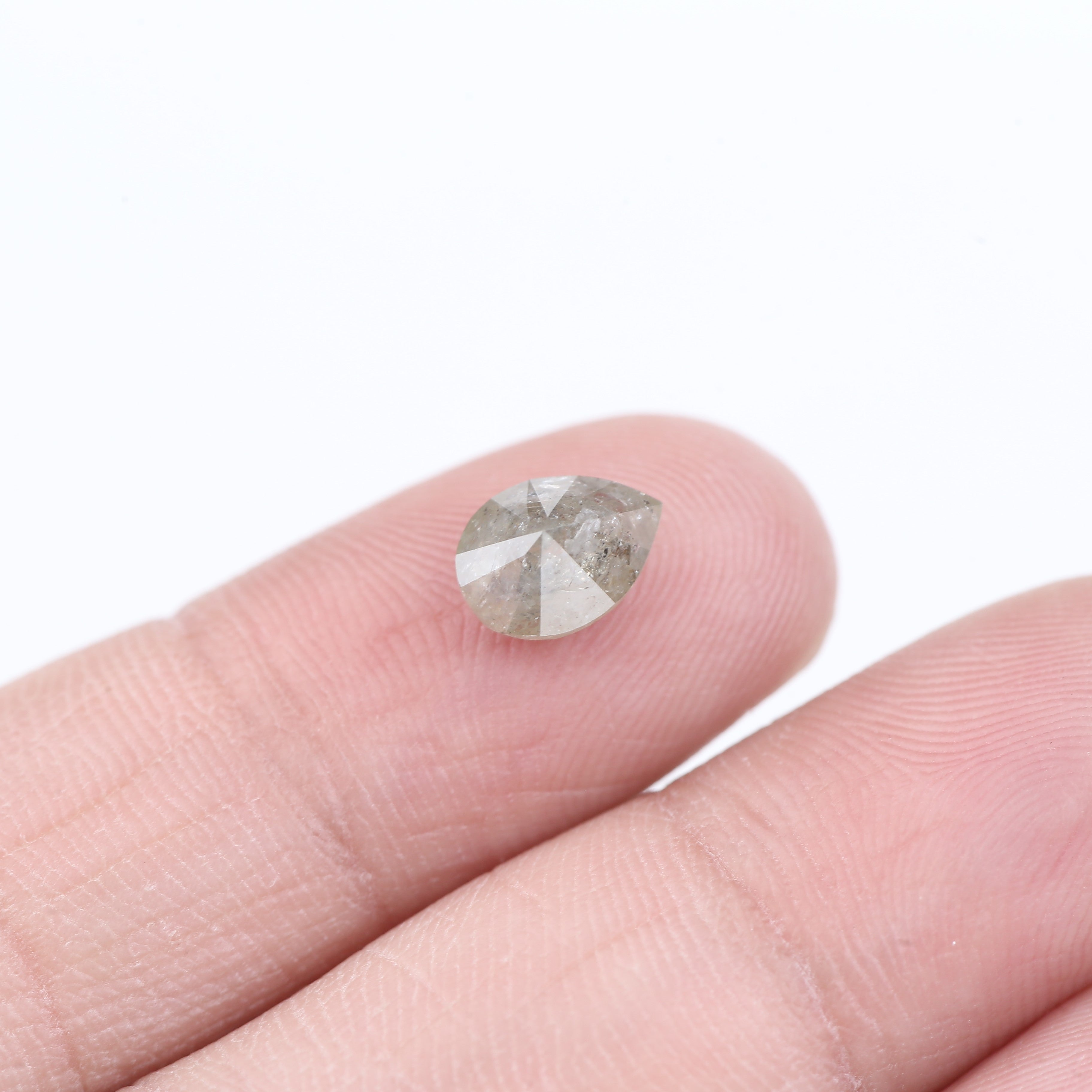 1.47 Carat Natural Gray Pear Salt and Pepper Diamond 8.04 MM