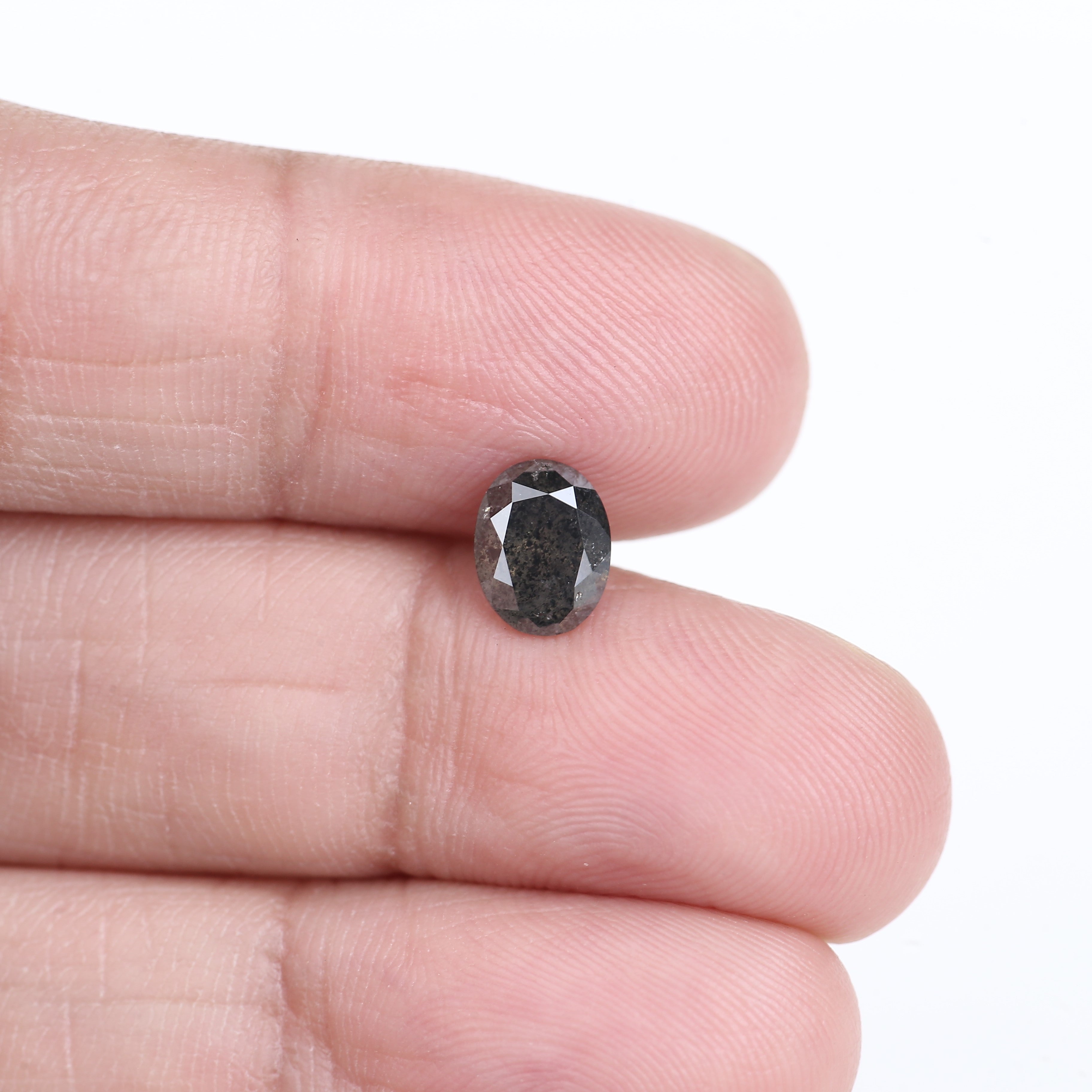 1 Carat Salt And Pepper Natural Grey Oval Cut Loose Diamond 7.31 MM