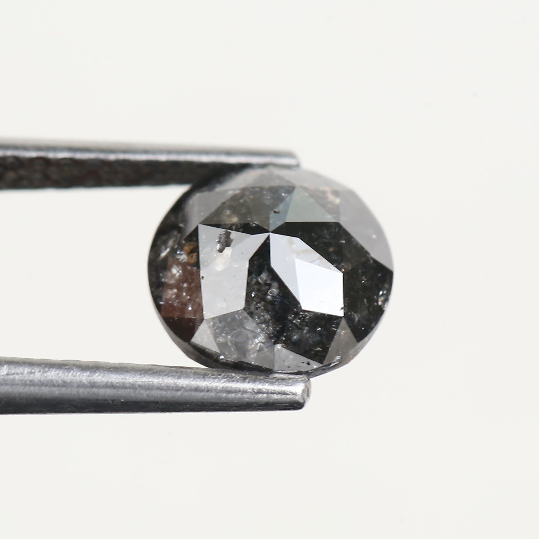 1.56 Carat Black Natural Rose Cut Salt and Pepper Diamond 7.2 MM