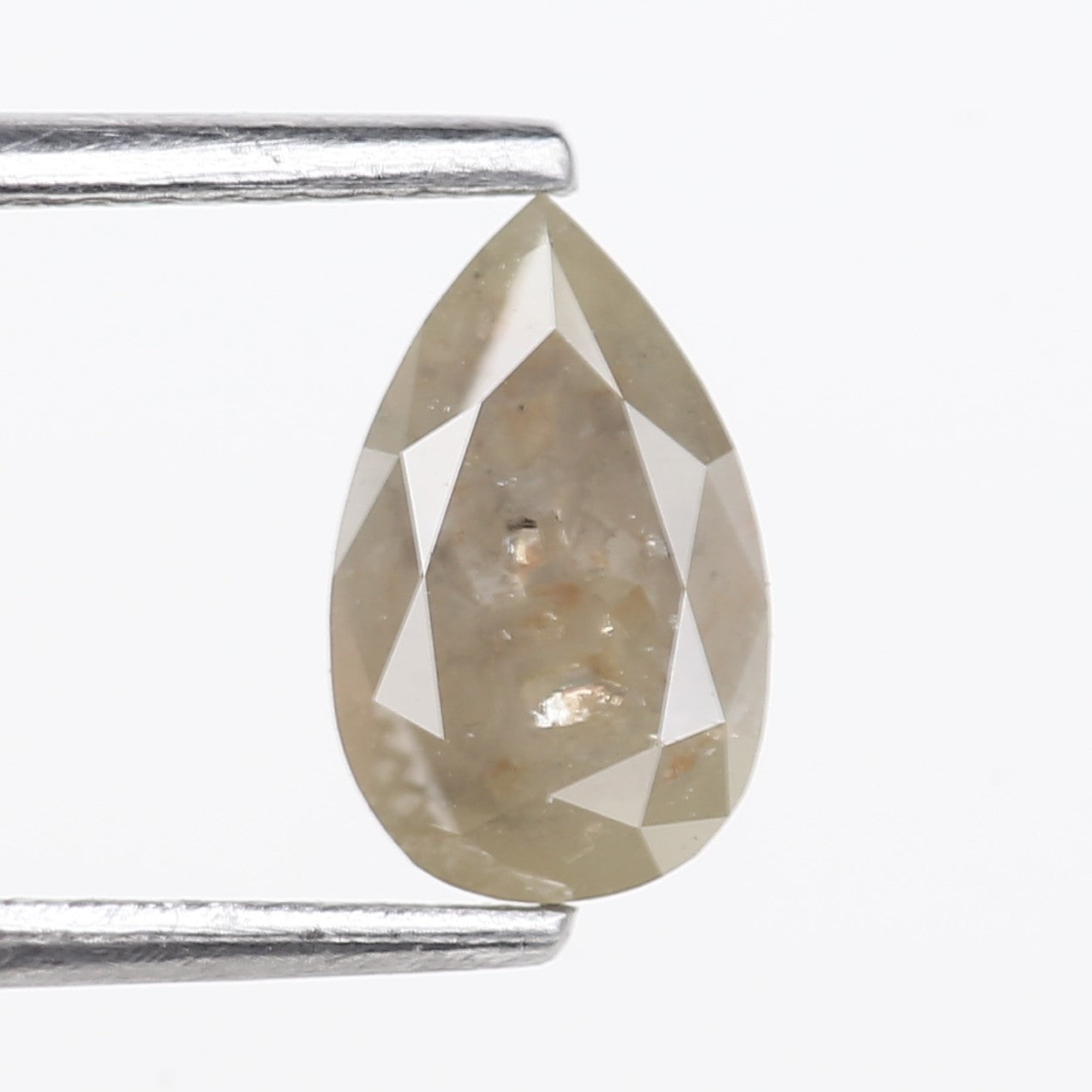 0.96 Carat Natural Gray Pear Cut Salt and Pepper Diamond 8.13 MM