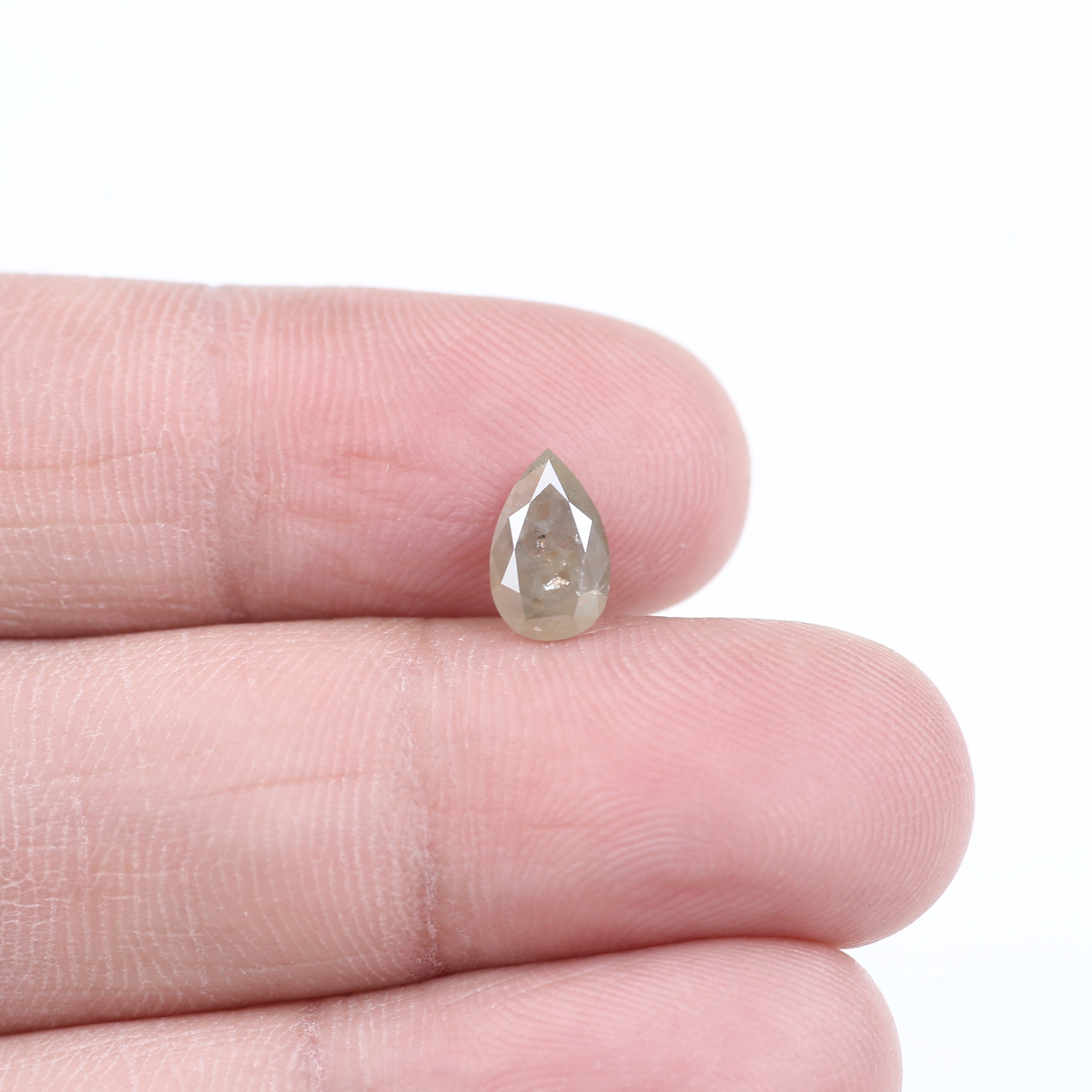 0.96 Carat Natural Gray Pear Cut Salt and Pepper Diamond 8.13 MM