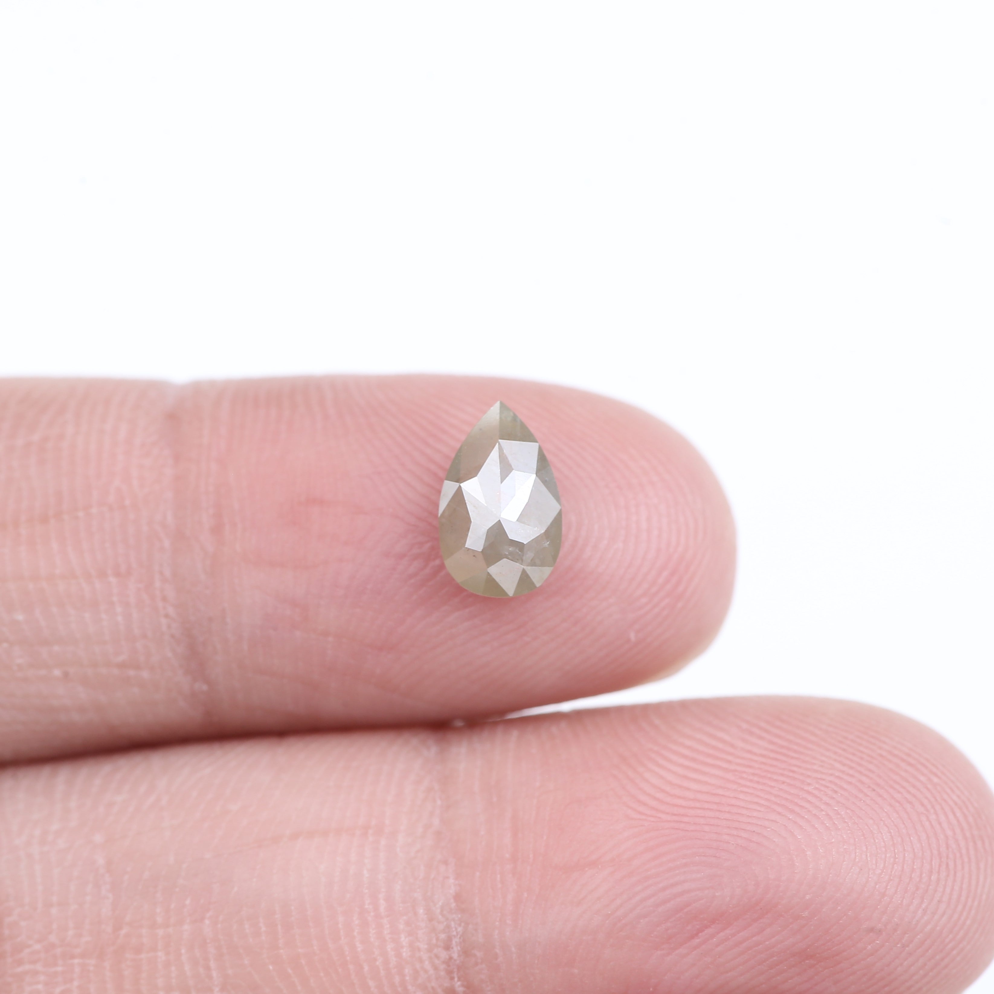 0.96 Carat Natural Gray Pear Cut Salt and Pepper Diamond 8.13 MM