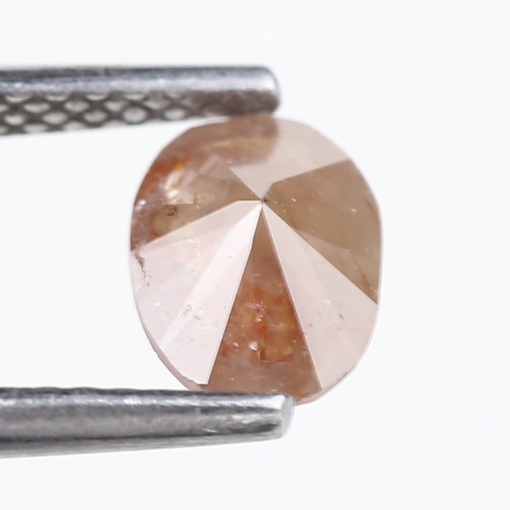 0.76 Carat Natural Orange Oval Cut Salt and Pepper Diamond 7.13 MM