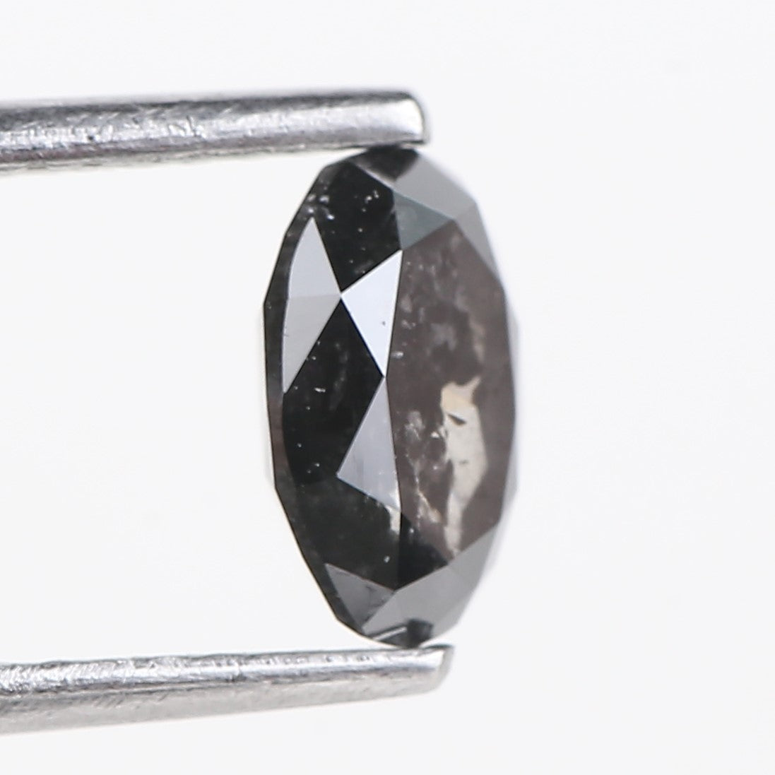 0.89 Carat Natural Fancy Black Oval Diamond Salt and Pepper 7.25 MM