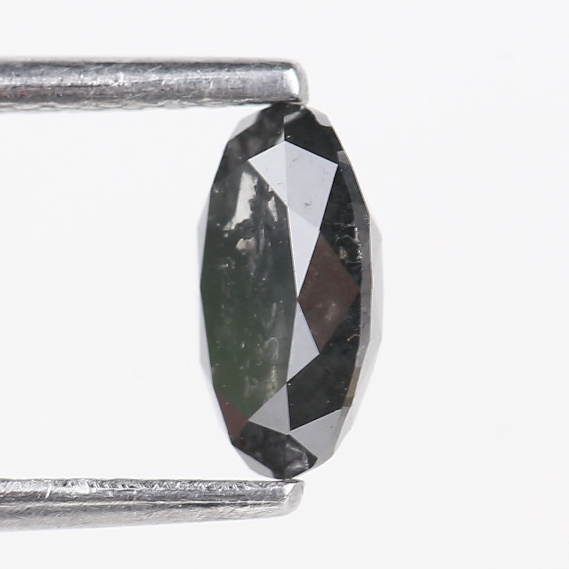 0.89 Carat Natural Fancy Black Oval Diamond Salt and Pepper 7.25 MM