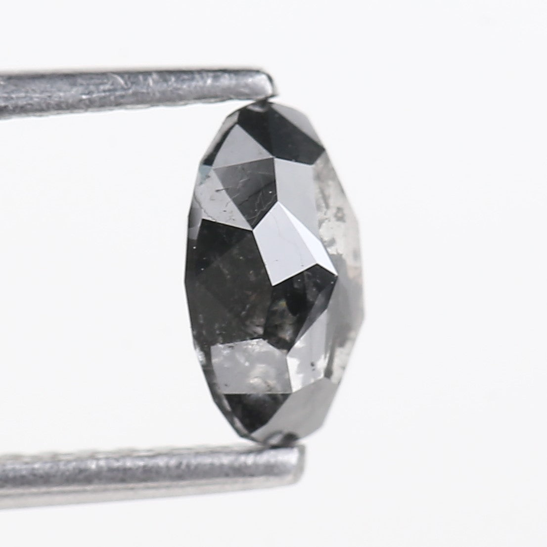 0.89 Carat Natural Fancy Black Oval Diamond Salt and Pepper 7.25 MM