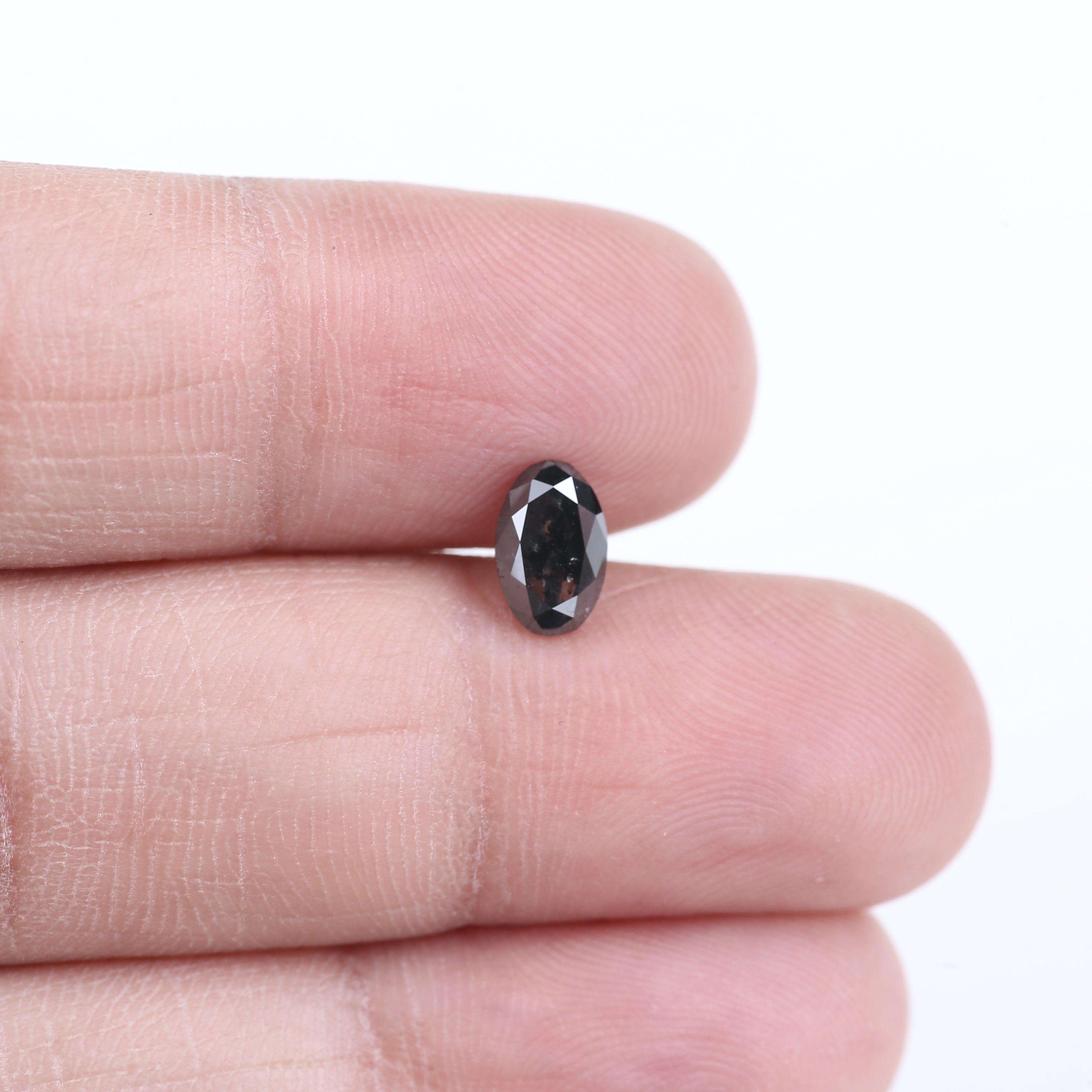 0.89 Carat Natural Fancy Black Oval Diamond Salt and Pepper 7.25 MM