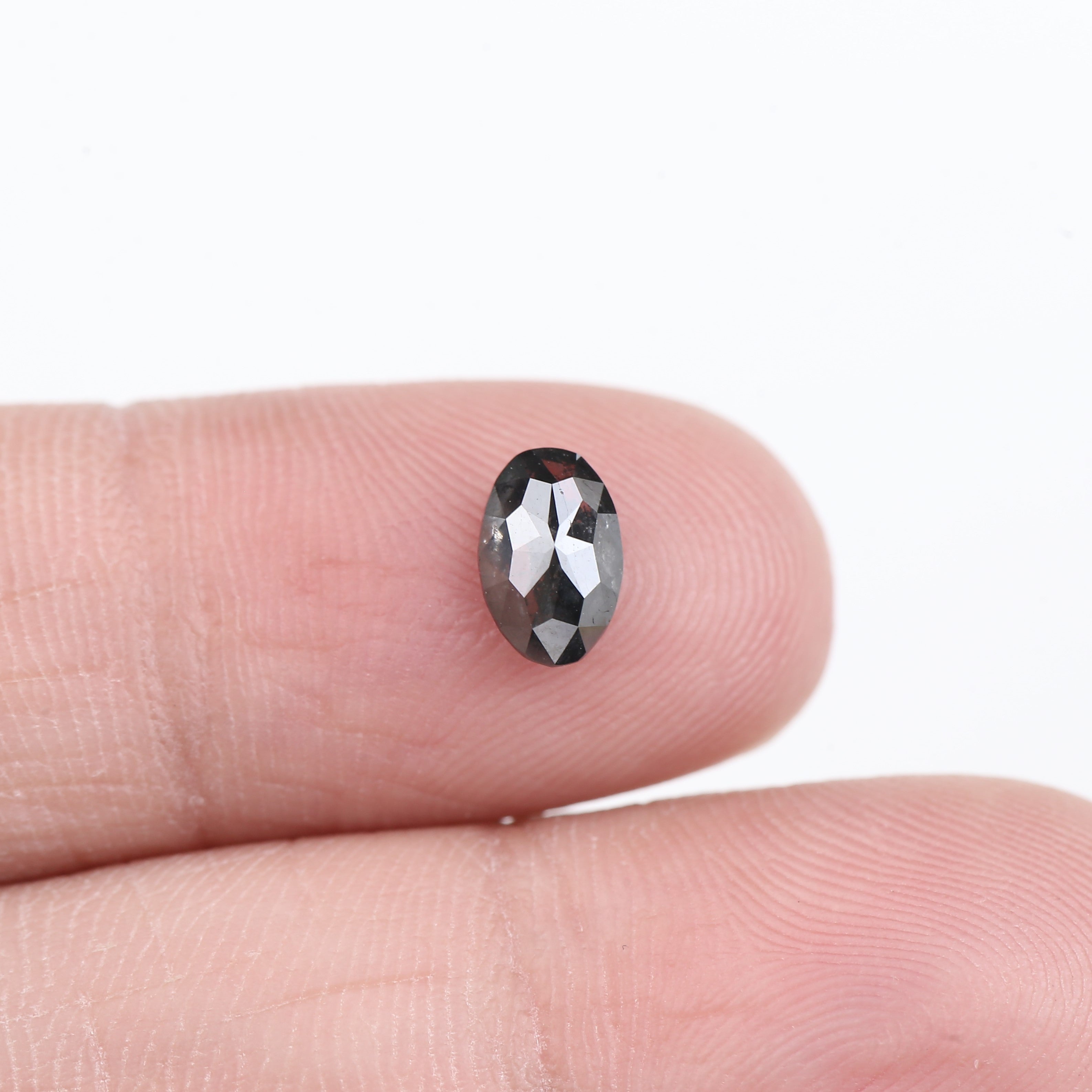 0.89 Carat Natural Fancy Black Oval Diamond Salt and Pepper 7.25 MM