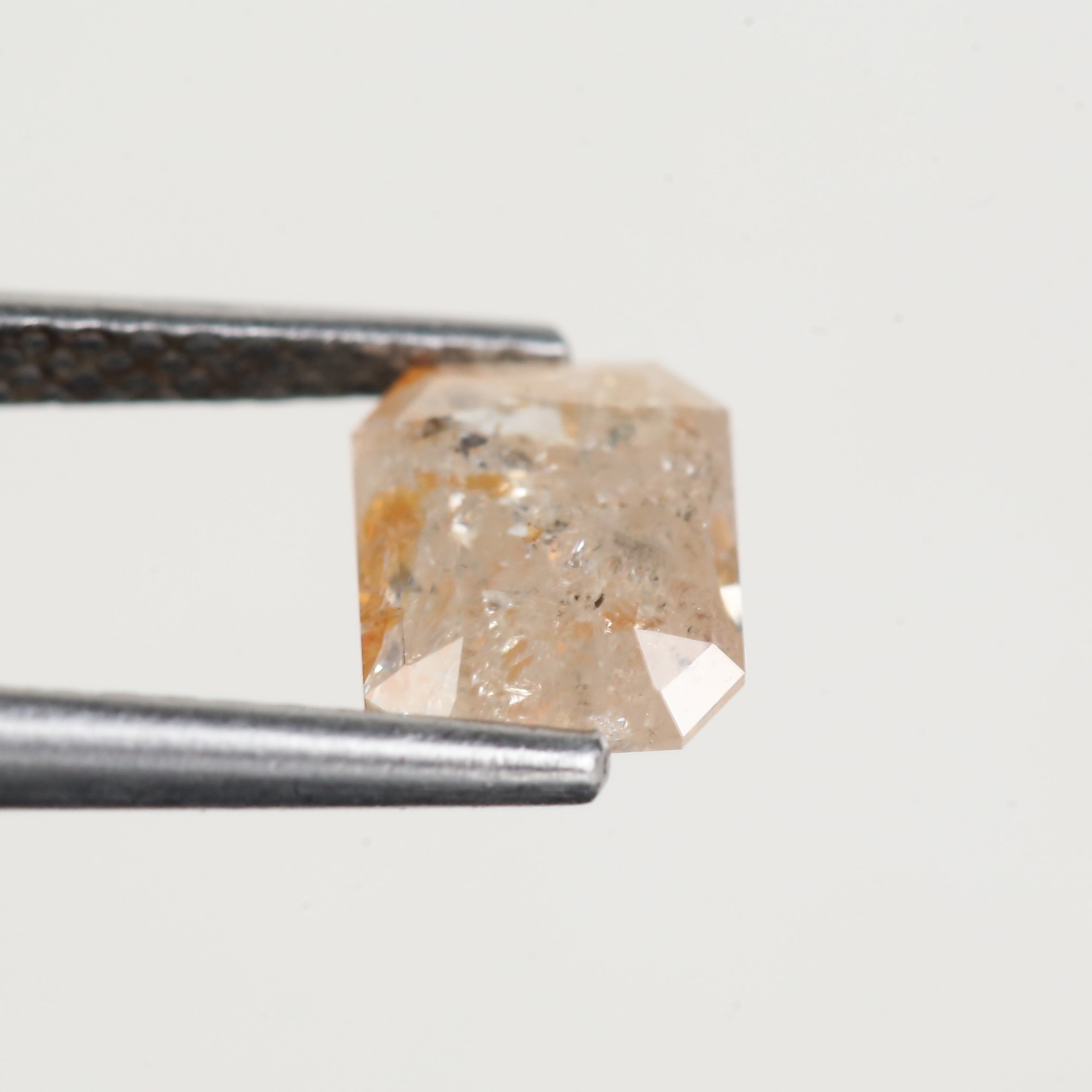 1.34 Carat Natural Orange Emerald Cut Salt and Pepper Diamond 6.6 MM