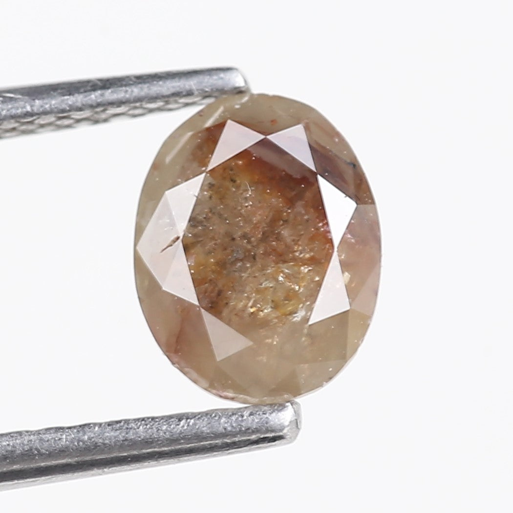 0.91 Carat Natural Salt And Pepper Reddish Brown Oval Cut Diamond 7.00 MM