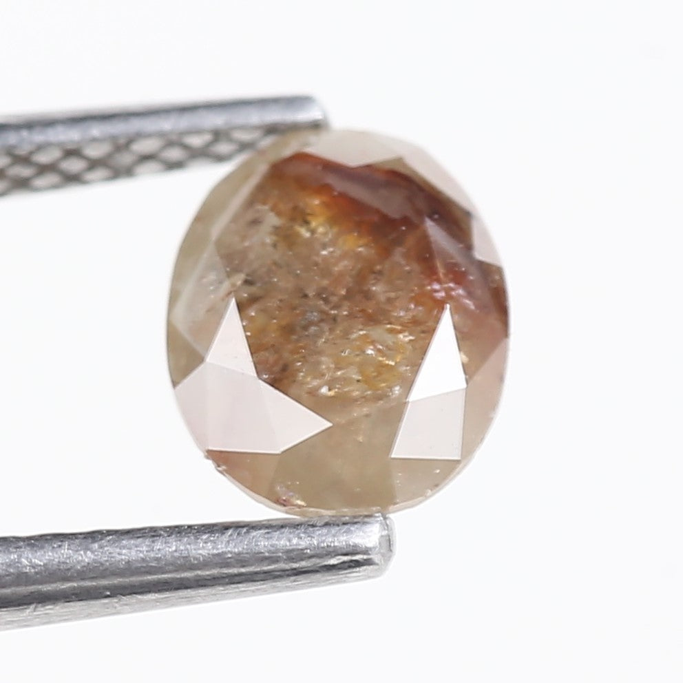 0.91 Carat Natural Salt And Pepper Reddish Brown Oval Cut Diamond 7.00 MM