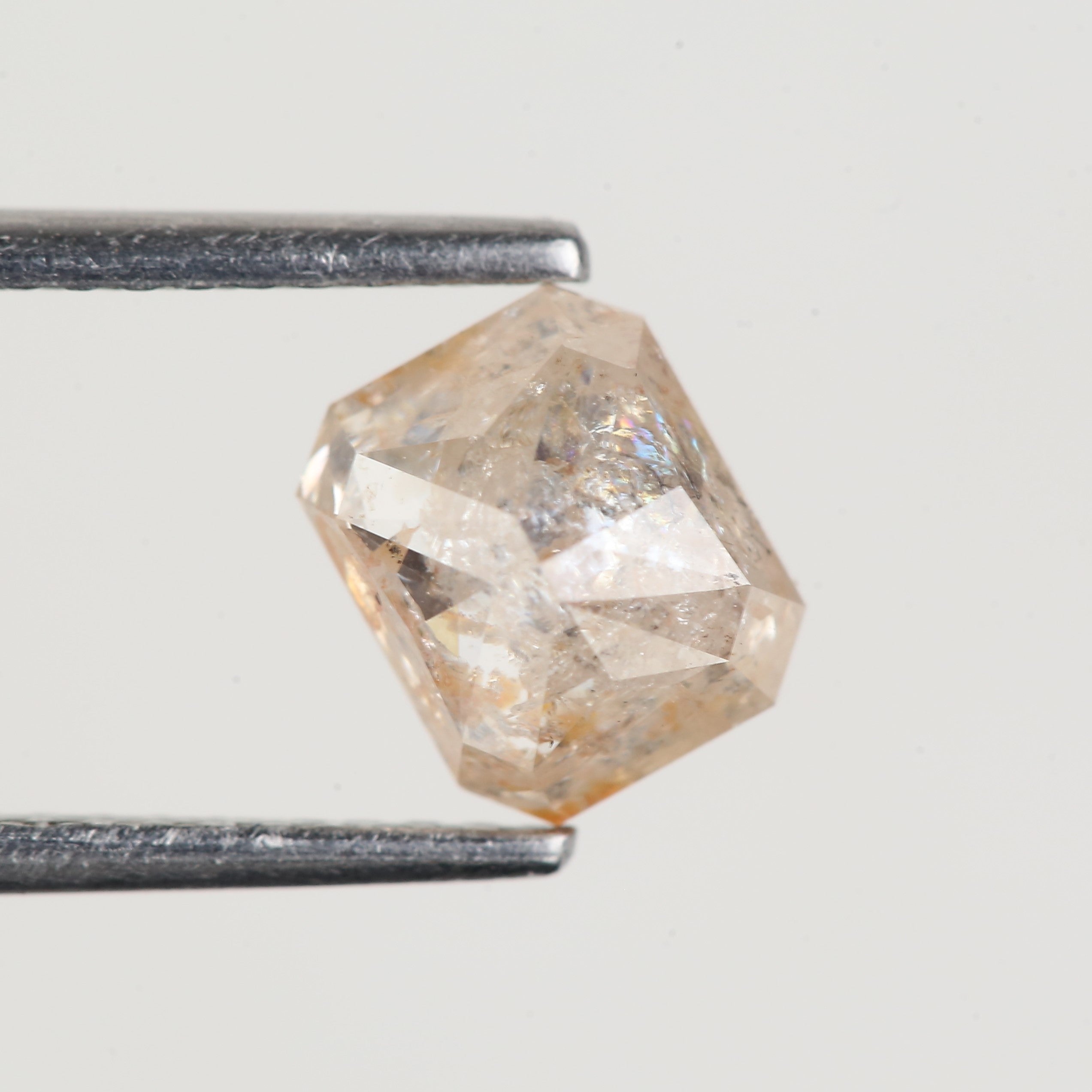 1.34 Carat Natural Orange Emerald Cut Salt and Pepper Diamond 6.6 MM