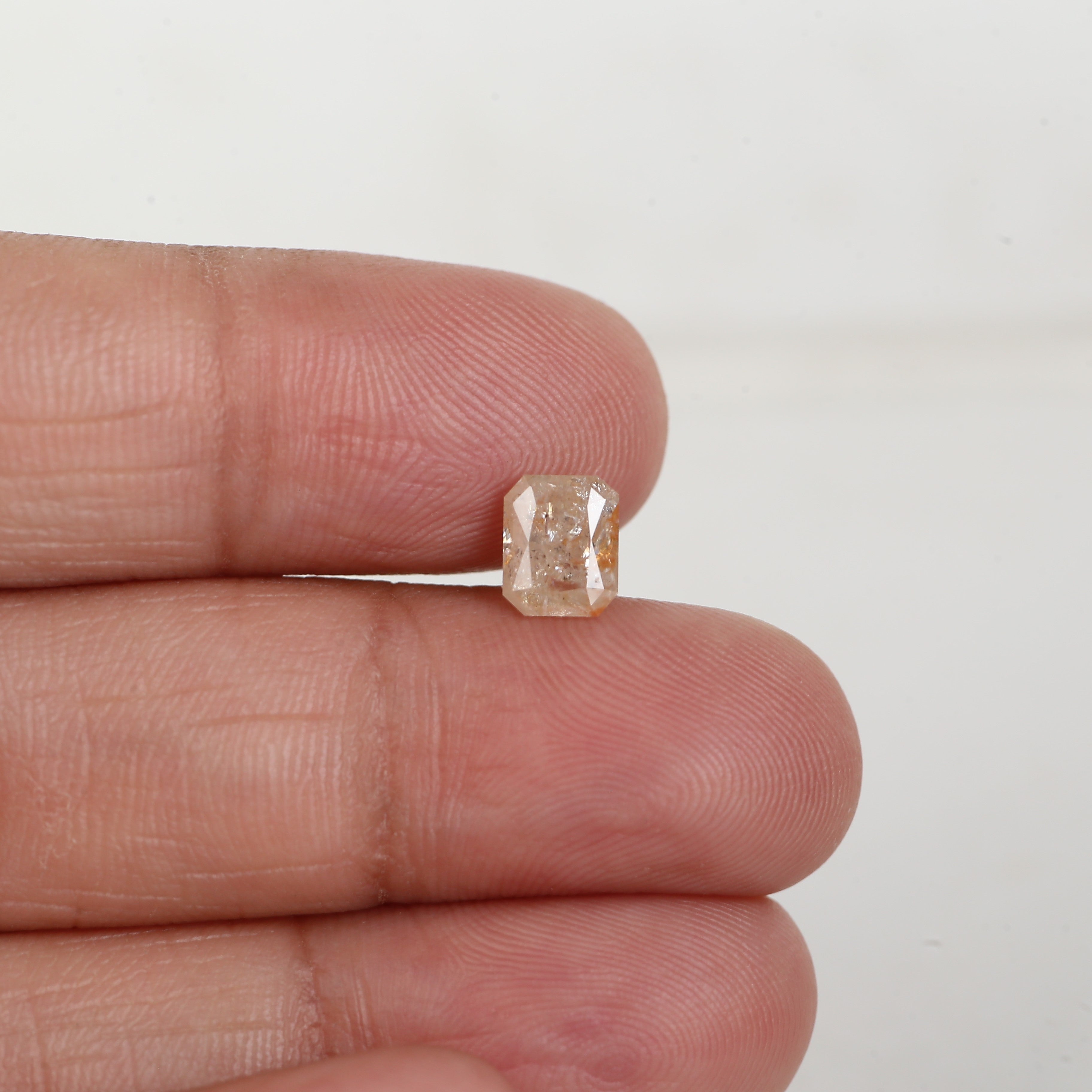 1.34 Carat Natural Orange Emerald Cut Salt and Pepper Diamond 6.6 MM