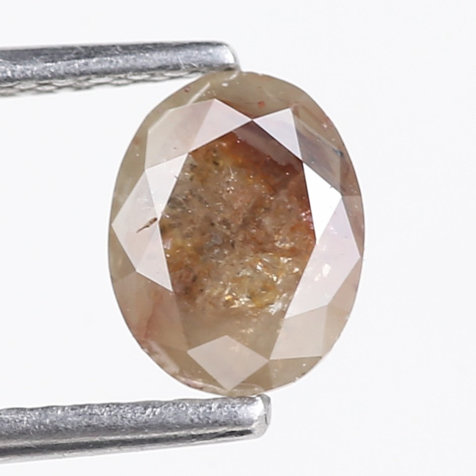 0.91 Carat Natural Salt And Pepper Reddish Brown Oval Cut Diamond 7.00 MM