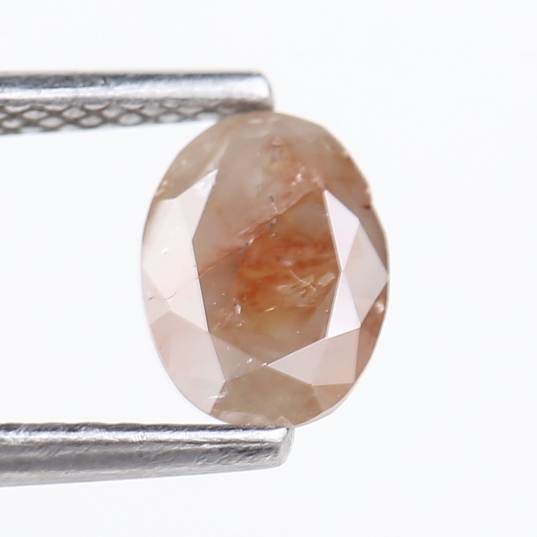 0.78 Carat Natural Salt And Pepper Peach Oval Cut Diamond 7.02 MM