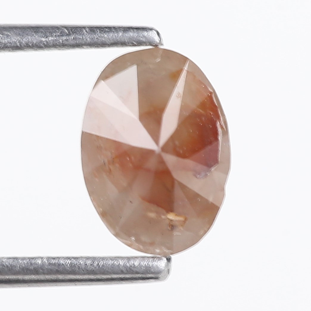 0.78 Carat Natural Salt And Pepper Peach Oval Cut Diamond 7.02 MM