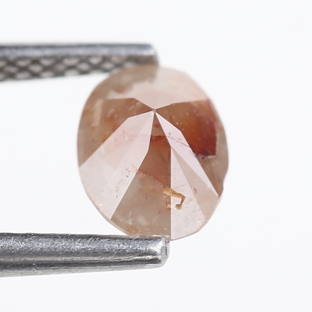 0.78 Carat Natural Salt And Pepper Peach Oval Cut Diamond 7.02 MM
