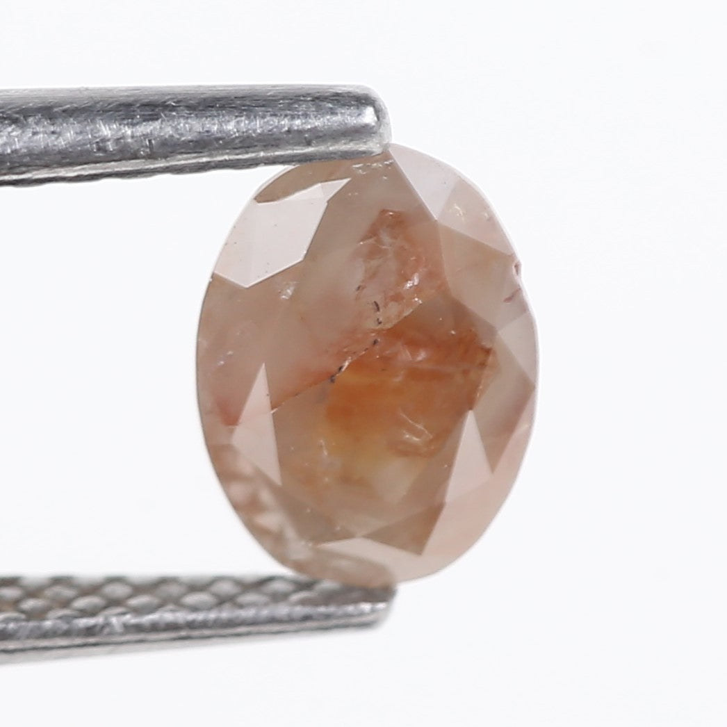 0.78 Carat Natural Salt And Pepper Peach Oval Cut Diamond 7.02 MM