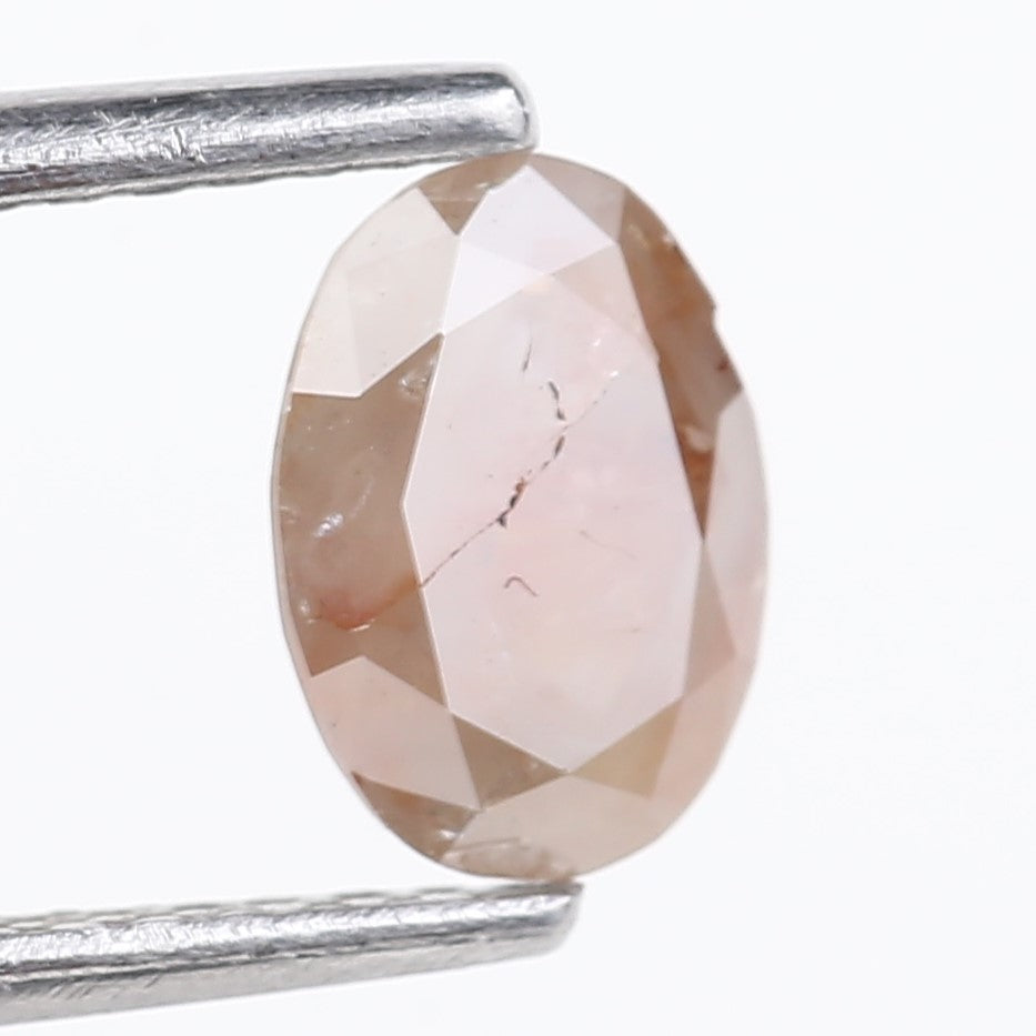 0.78 Carat Natural Salt And Pepper Peach Oval Cut Diamond 7.02 MM