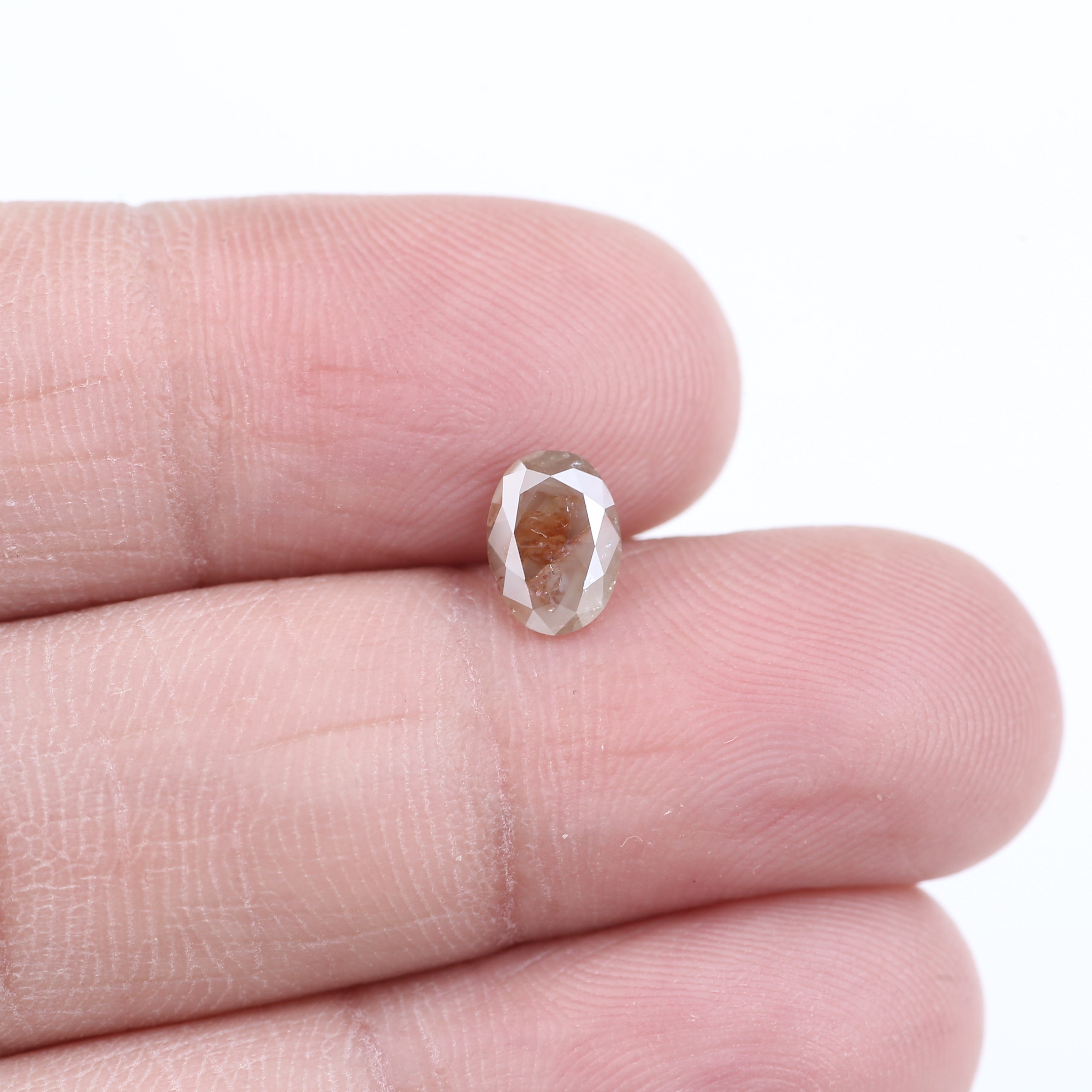 0.78 Carat Natural Salt And Pepper Peach Oval Cut Diamond 7.02 MM