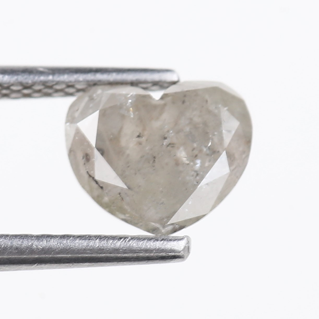 0.96 Carat Natural Salt And Pepper Light Grey Heart Cut Loose Diamond 6.05 MM