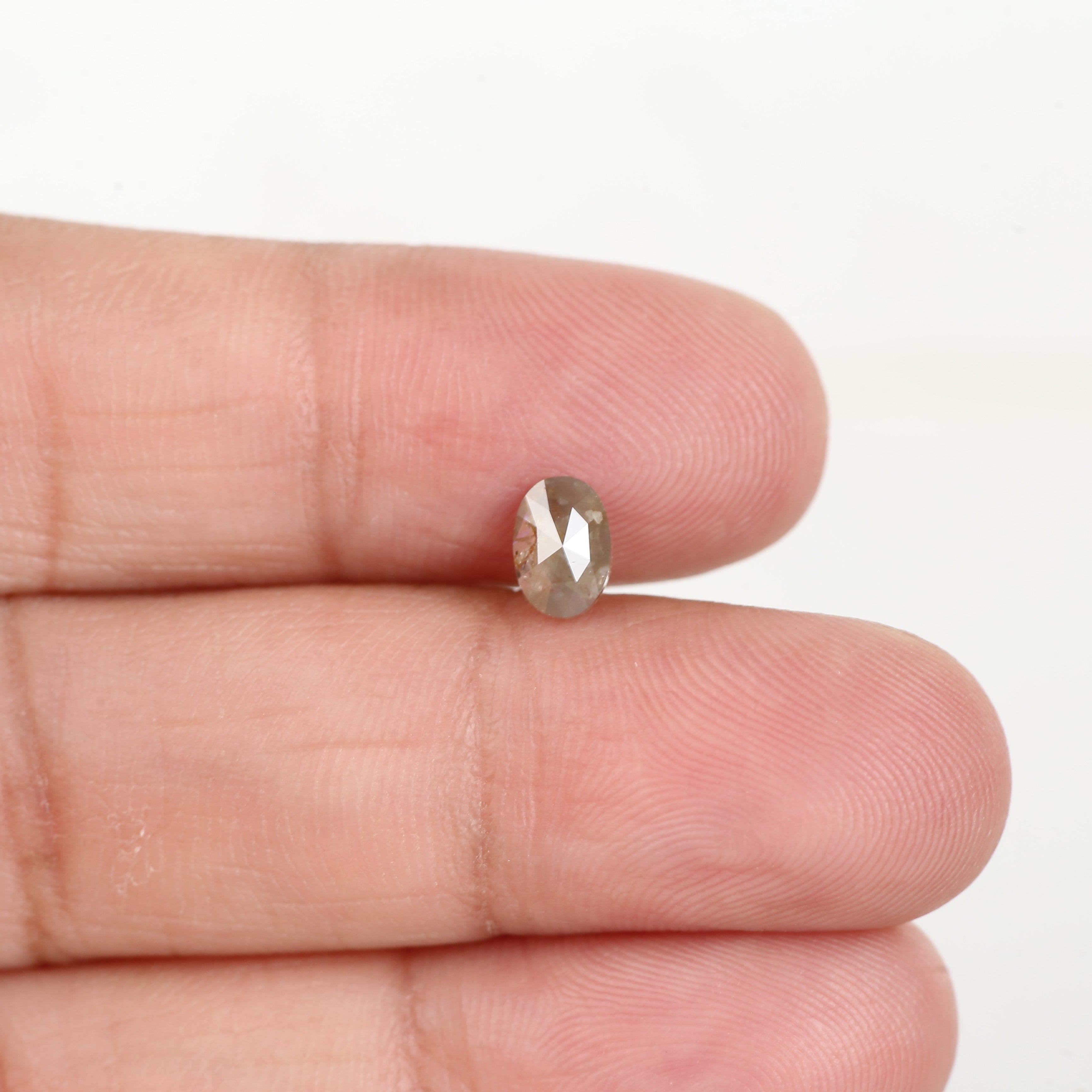 0.55 Carat Oval Rose Cut Salt and Pepper Diamond 6.3 MM