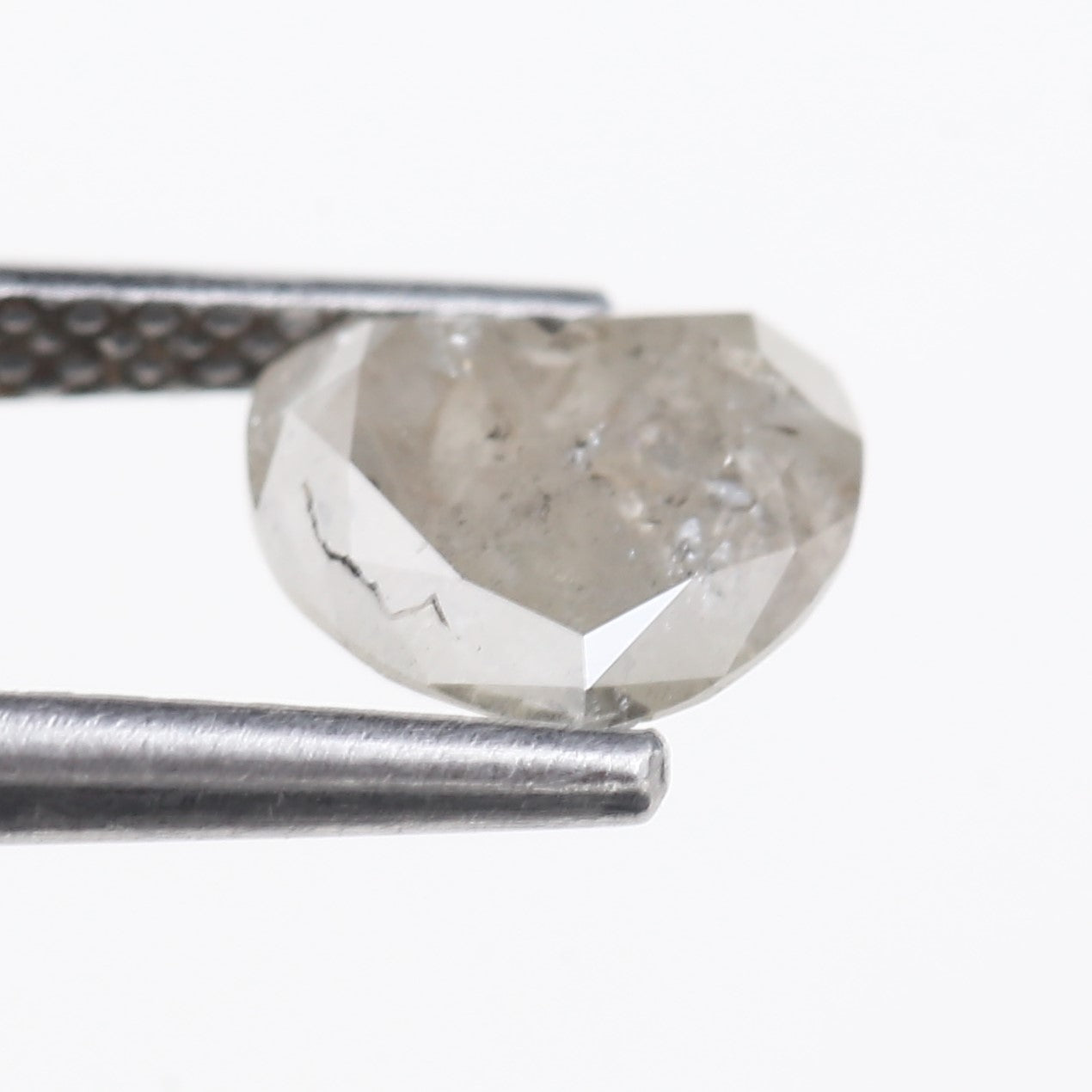 0.96 Carat Natural Salt And Pepper Light Grey Heart Cut Loose Diamond 6.05 MM
