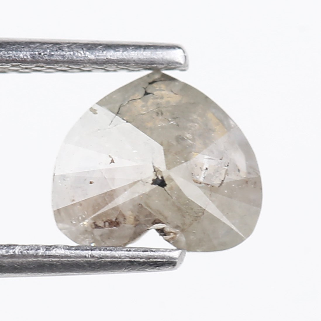 0.96 Carat Natural Salt And Pepper Light Grey Heart Cut Loose Diamond 6.05 MM