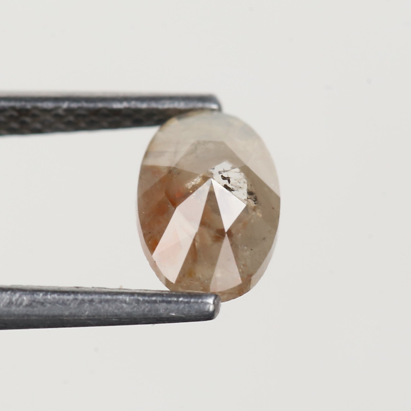 0.82 Carat Oval Rose Cut Salt and Pepper Diamond 7.6 MM
