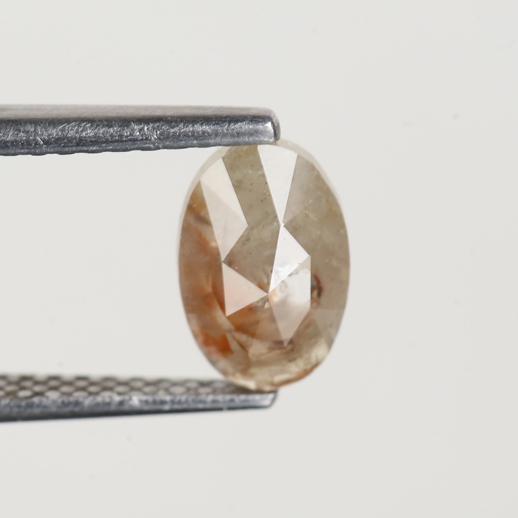 0.82 Carat Oval Rose Cut Salt and Pepper Diamond 7.6 MM