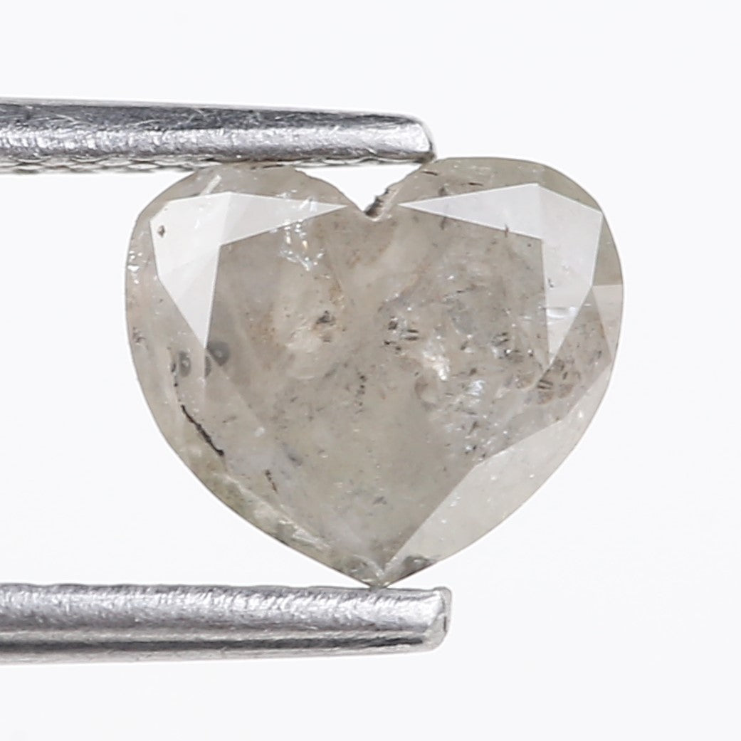 0.96 Carat Natural Salt And Pepper Light Grey Heart Cut Loose Diamond 6.05 MM