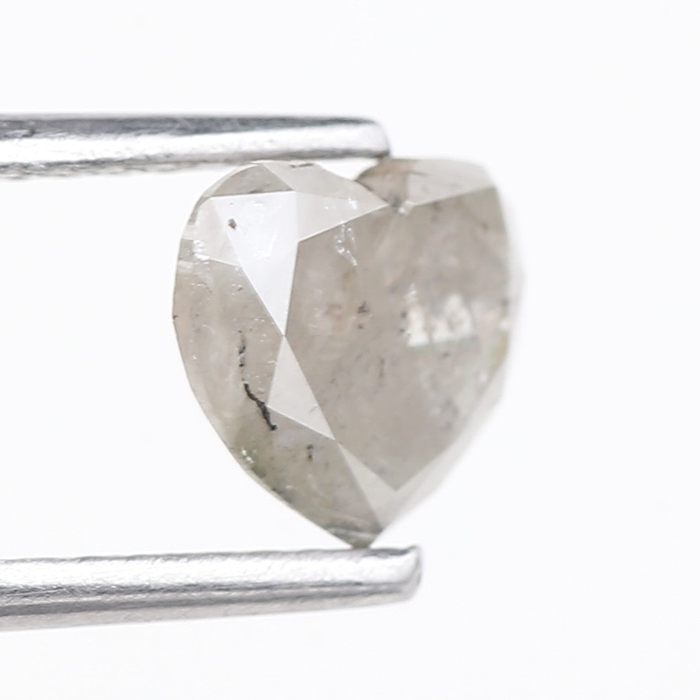0.96 Carat Natural Salt And Pepper Light Grey Heart Cut Loose Diamond 6.05 MM