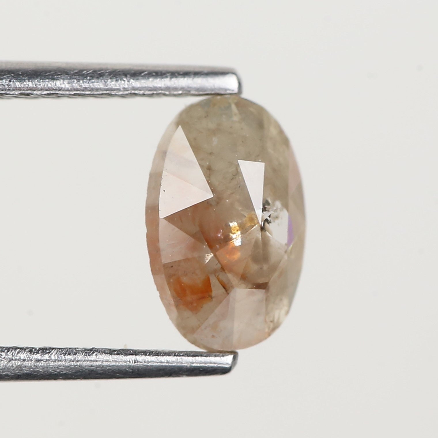 0.82 Carat Oval Rose Cut Salt and Pepper Diamond 7.6 MM