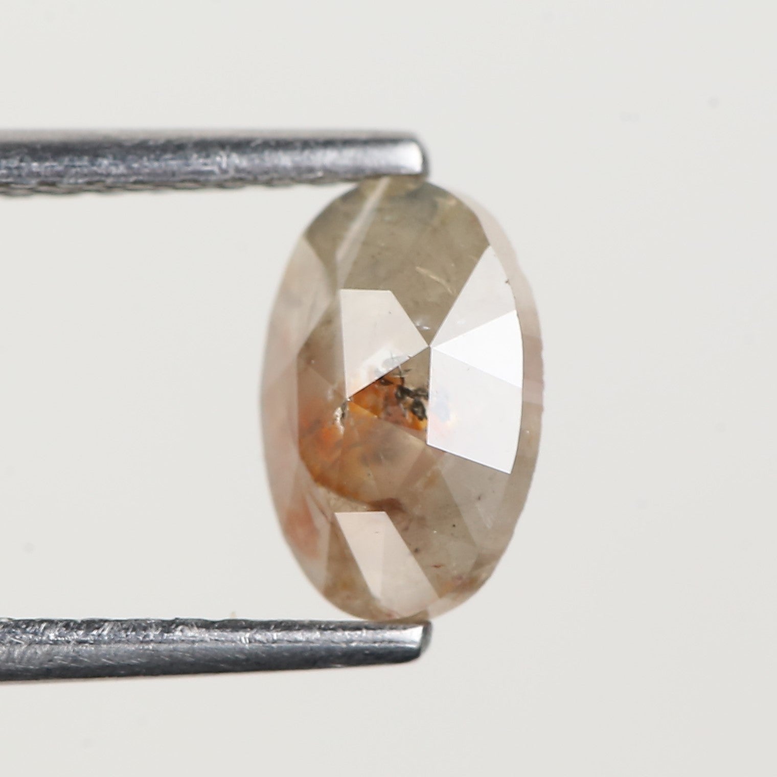 0.82 Carat Oval Rose Cut Salt and Pepper Diamond 7.6 MM