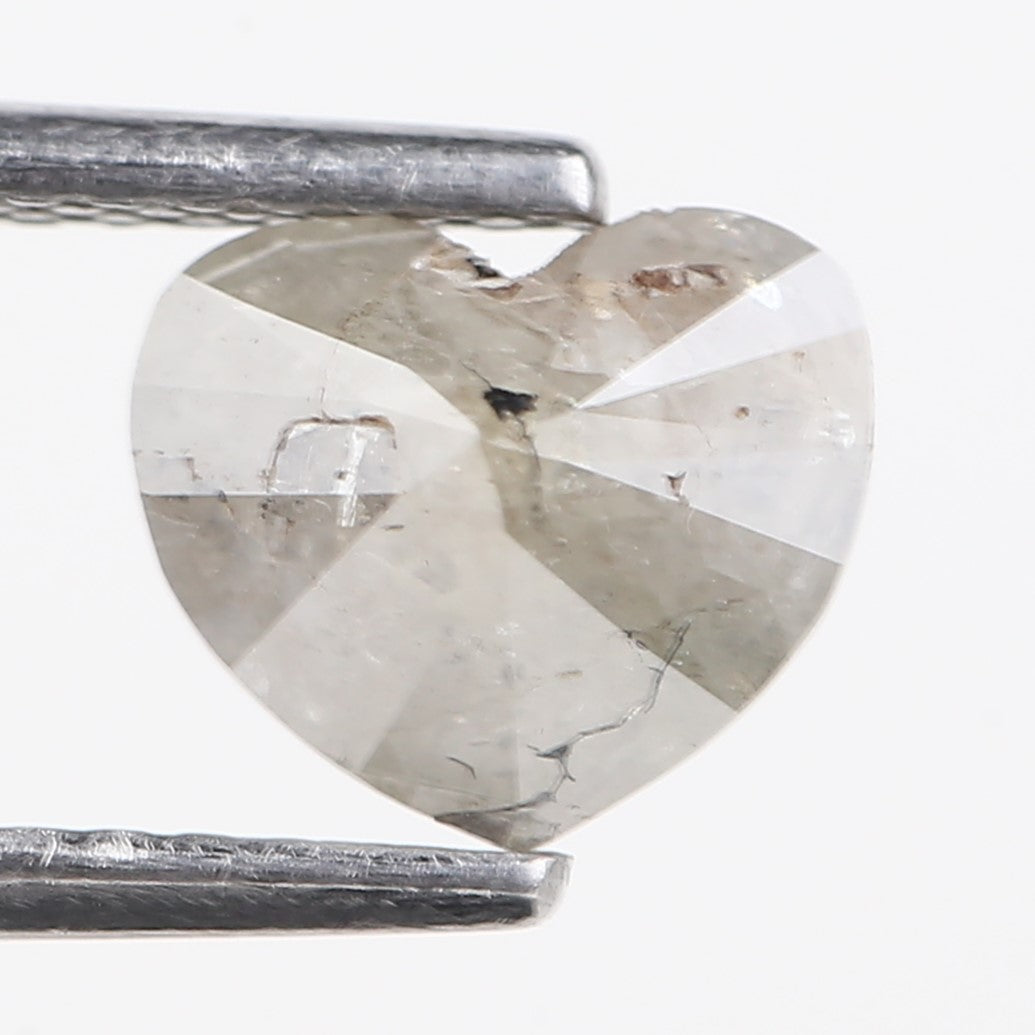 0.96 Carat Natural Salt And Pepper Light Grey Heart Cut Loose Diamond 6.05 MM
