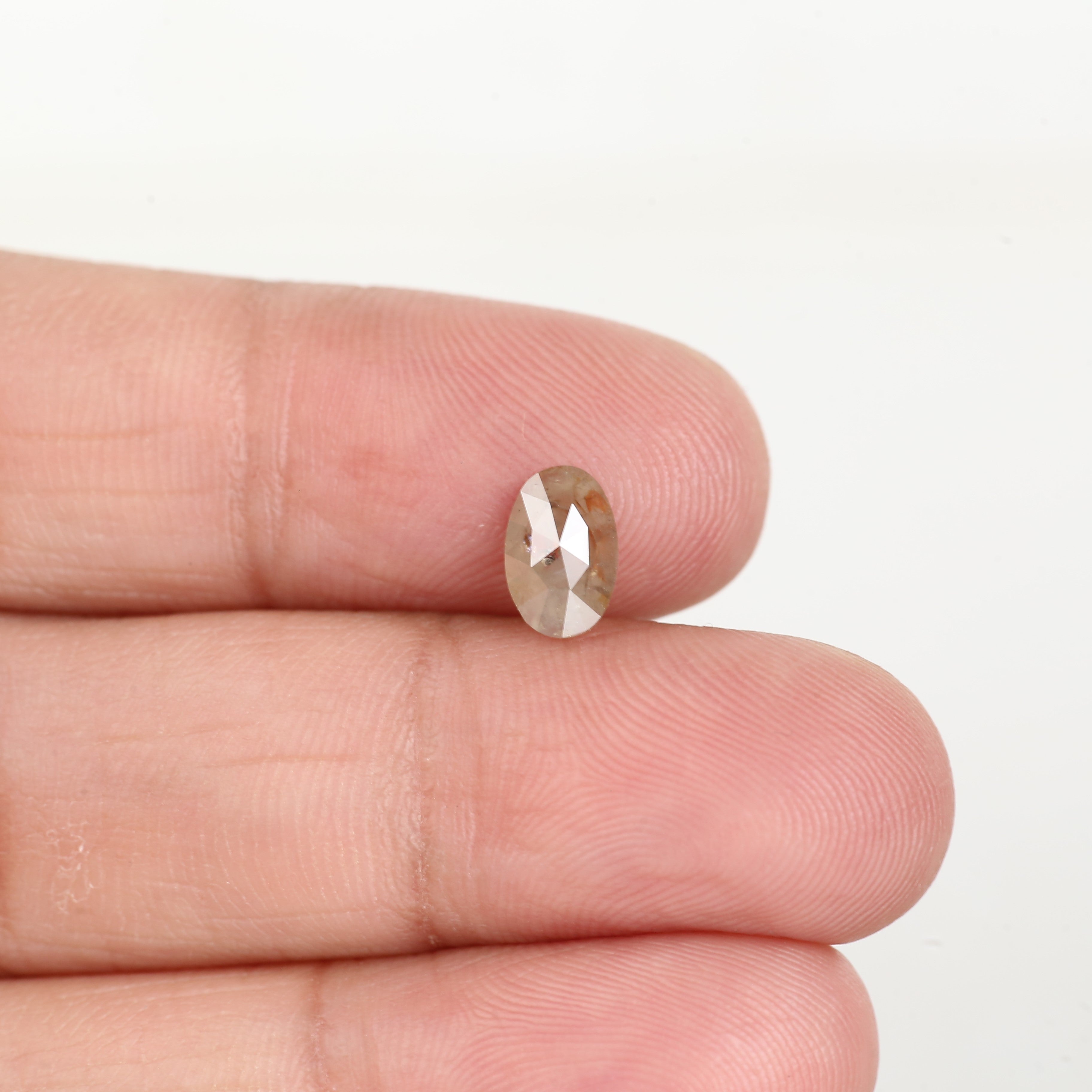 0.82 Carat Oval Rose Cut Salt and Pepper Diamond 7.6 MM