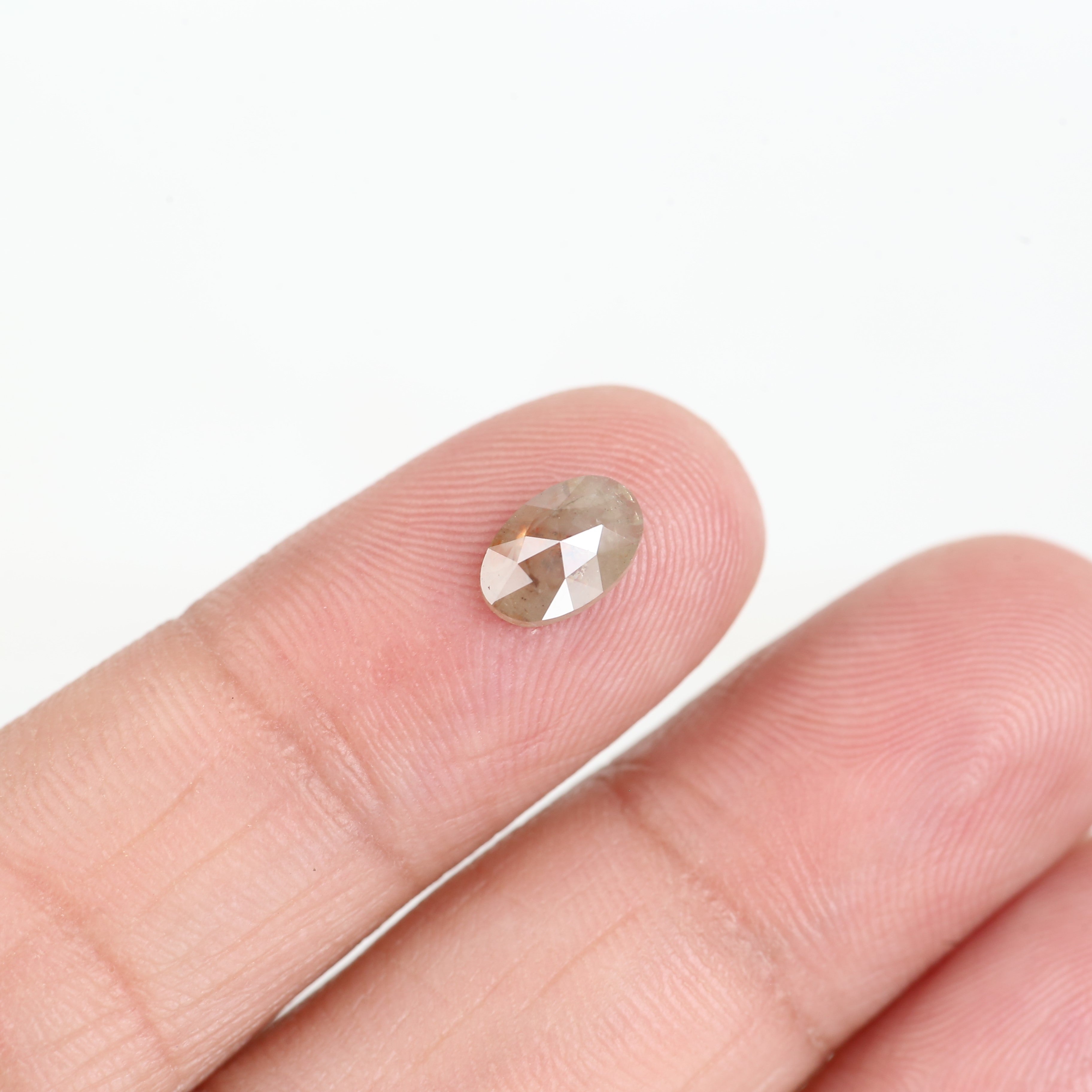 0.82 Carat Oval Rose Cut Salt and Pepper Diamond 7.6 MM